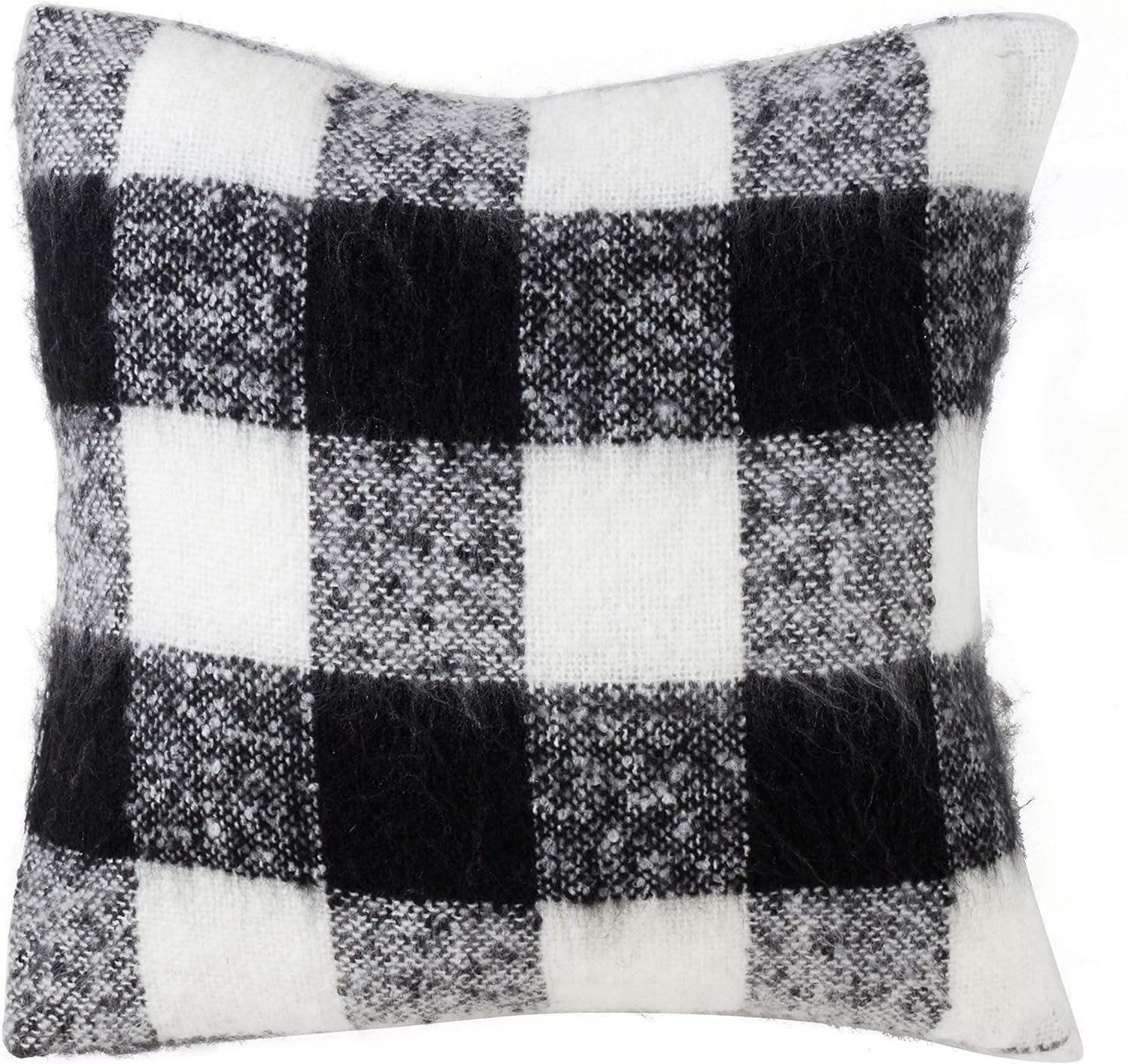 20"x20" Oversize Faux Mohair Buffalo Plaid Square Throw Pillow - Saro Lifestyle