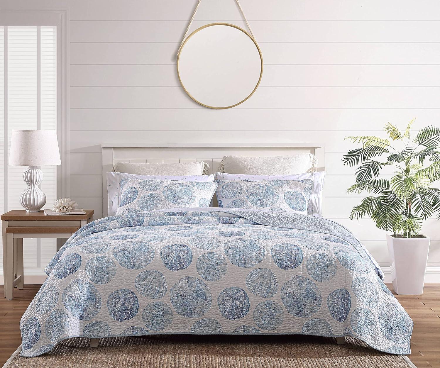 Twin Ocean Isle Quilt & Sham Set Blue - Tommy Bahama: Geometric Pattern, Midweight Fabric, OEKO-TEX Certified