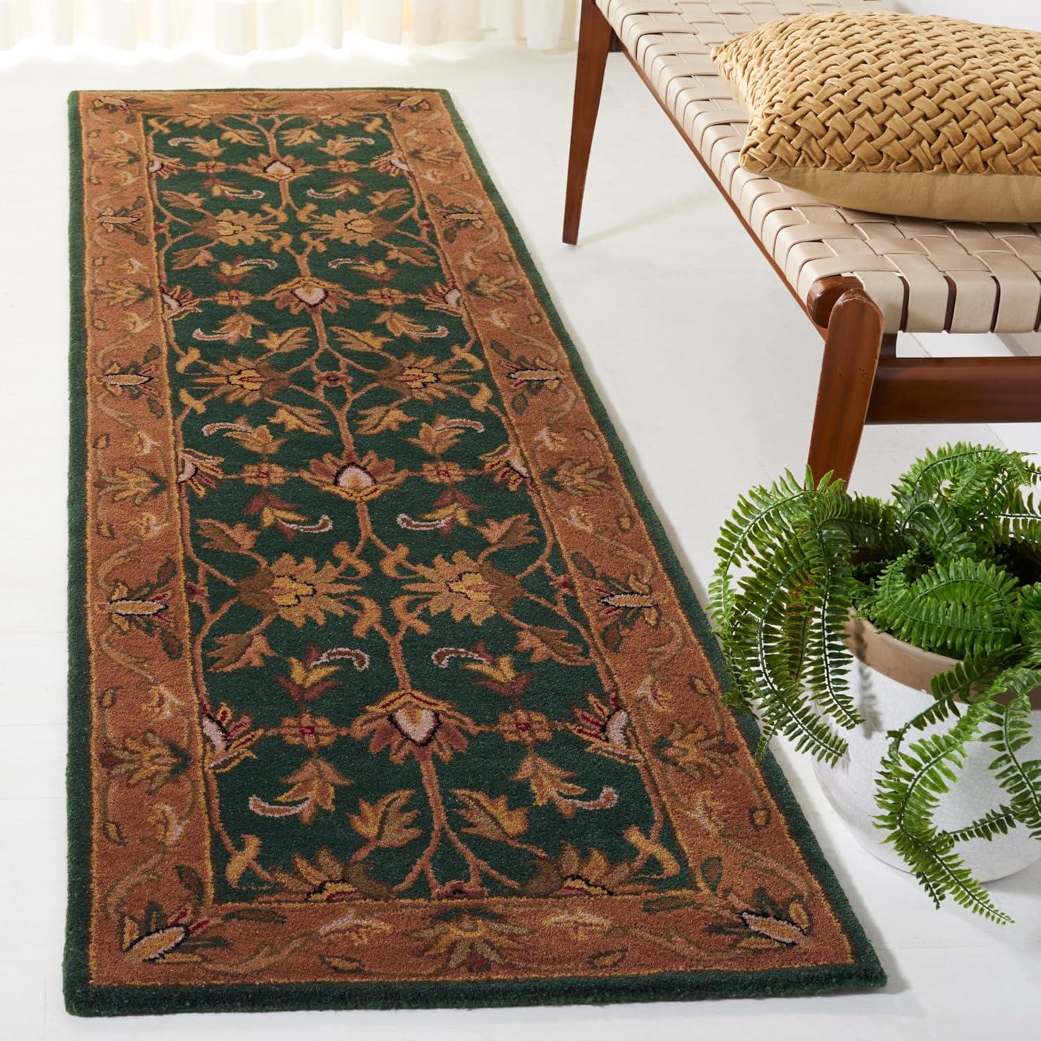Heritage HG628 Hand Tufted Runner Rug - Dark Green/Gold - 2'3"x10' - Safavieh.