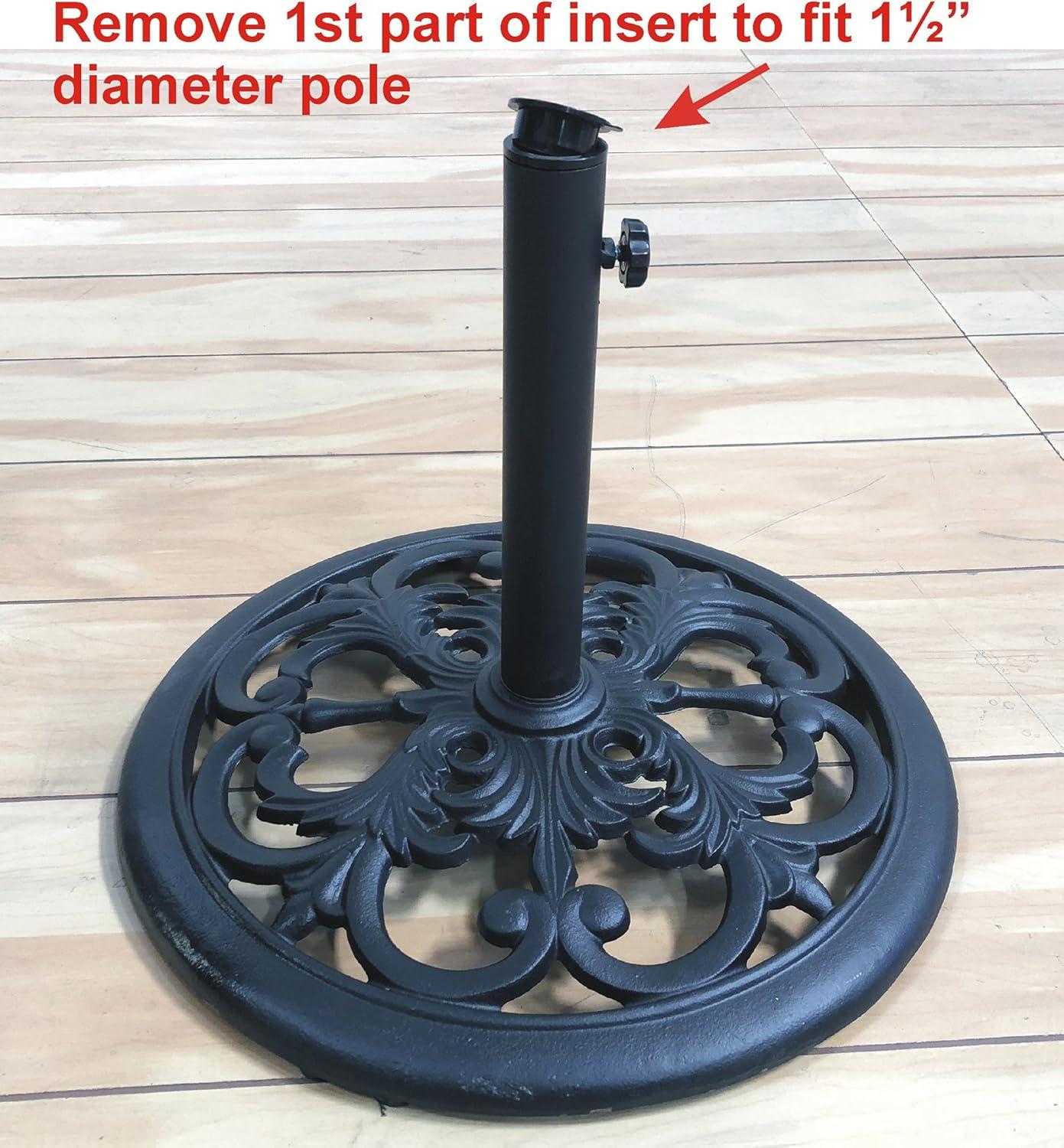 Black Cast Iron Traditional Umbrella Base with Scrollwork