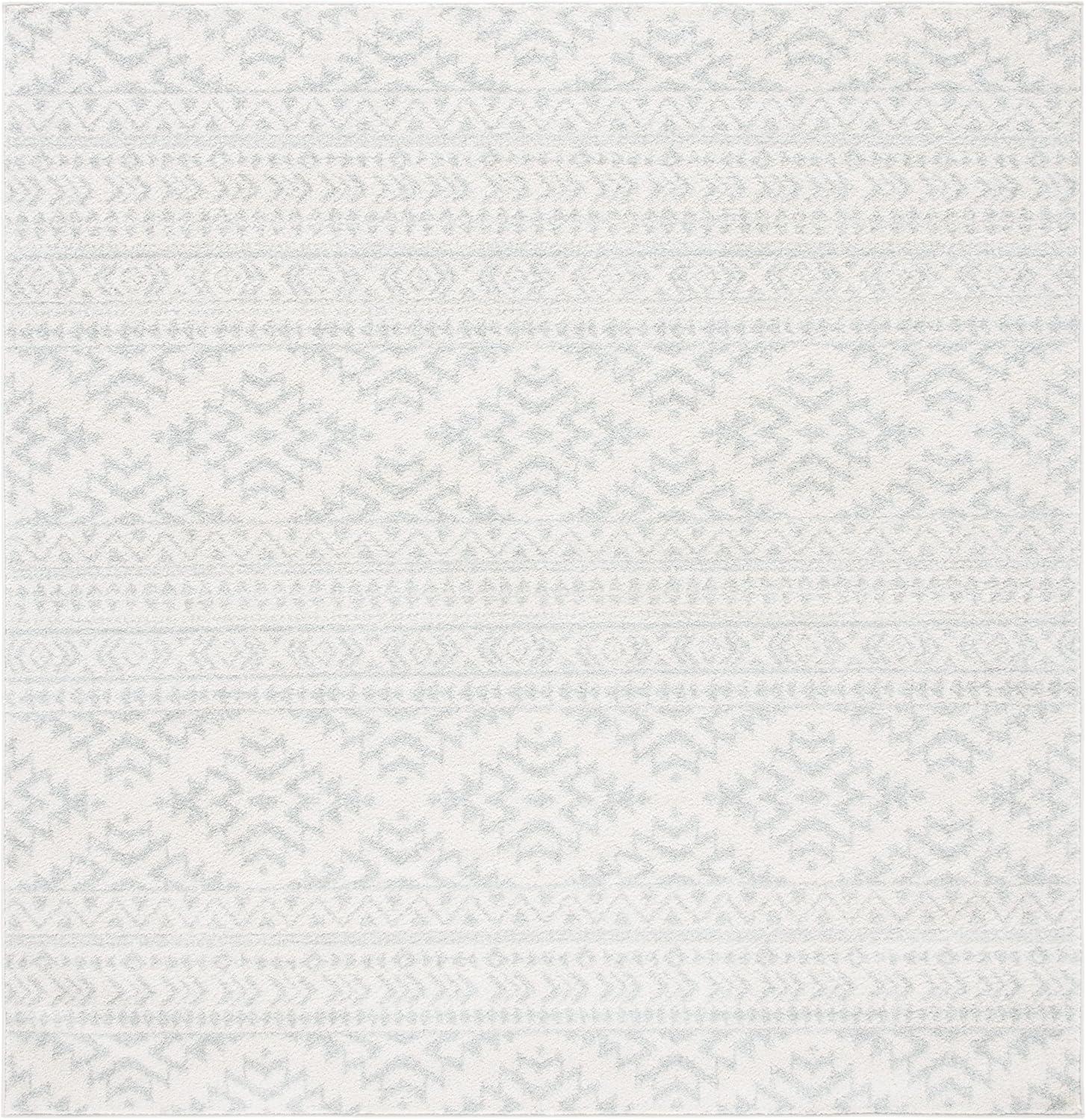 SAFAVIEH Tulum Lakisha Distressed Southwestern Area Rug, 10' x 10' Square, Ivory/Light Grey