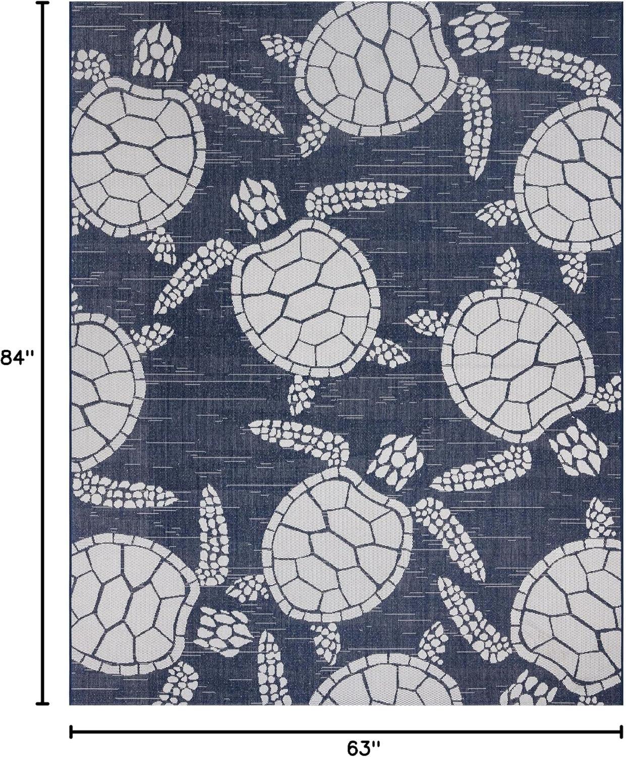 Paseo Tortue Sea Turtle Polypropylene Flatweave Indoor/ Outdoor Area Rug