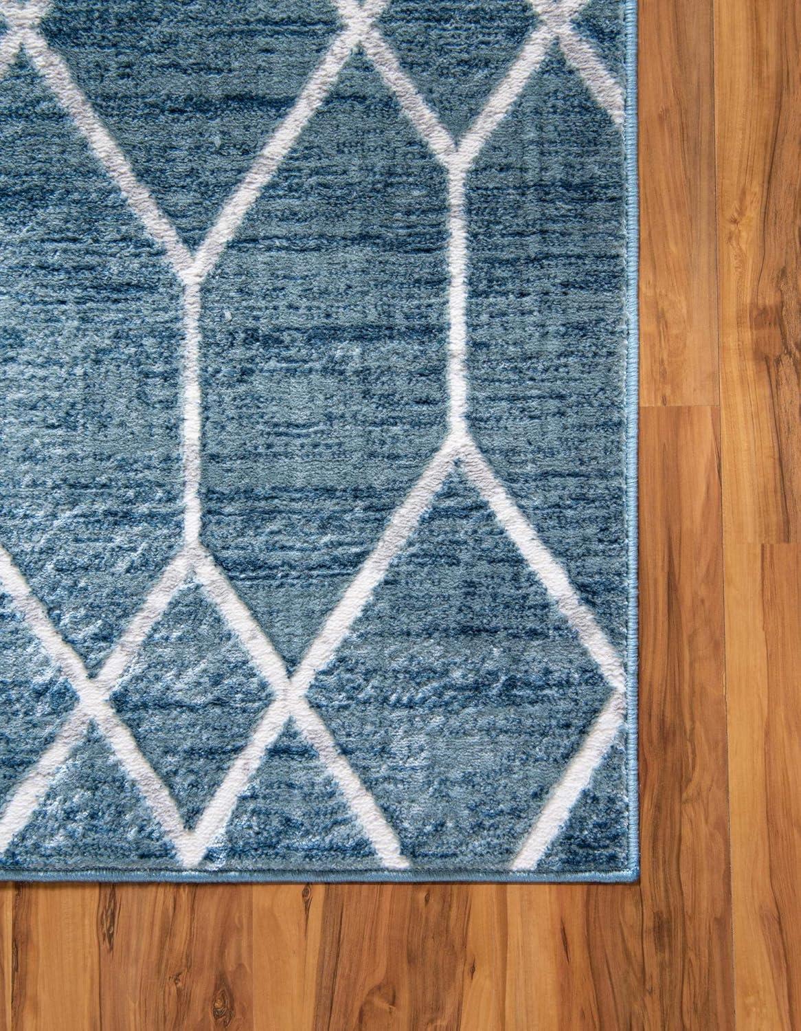 Unique Loom 8' 0 x 10' 0 Blue Matrix Trellis Deco Area Rug