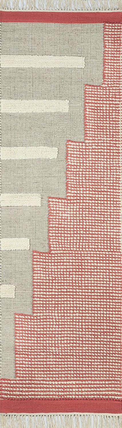 Momeni Flatweave Wool Pink Area Rug