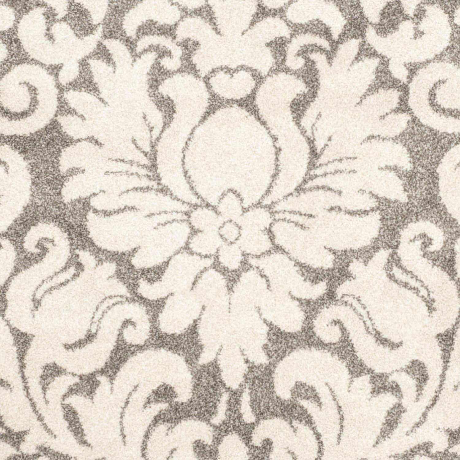 Elegant Gray Floral Reversible Synthetic Area Rug 5'3" x 8'