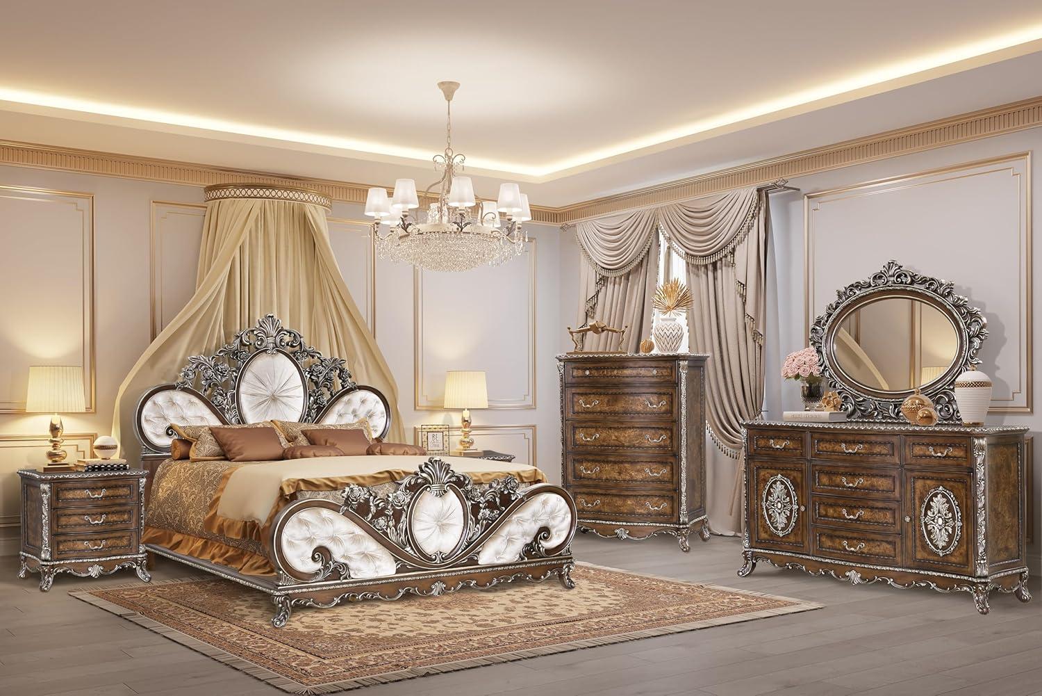 ACME Furniture Devany Upholstered Bed in Cream and Cherry