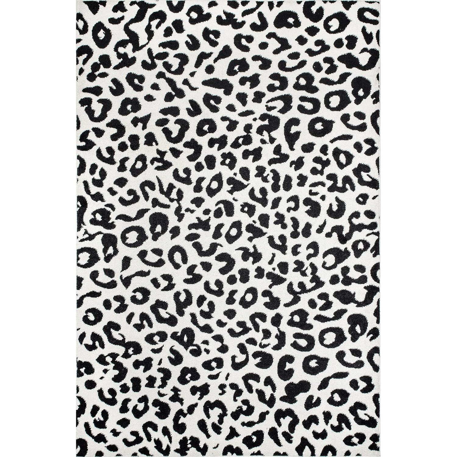 Nuloom Leopard Animal 8x10 Indoor Area Rug for Living Room Bedroom Dining Room Kitchen, Dark Grey/Ivory