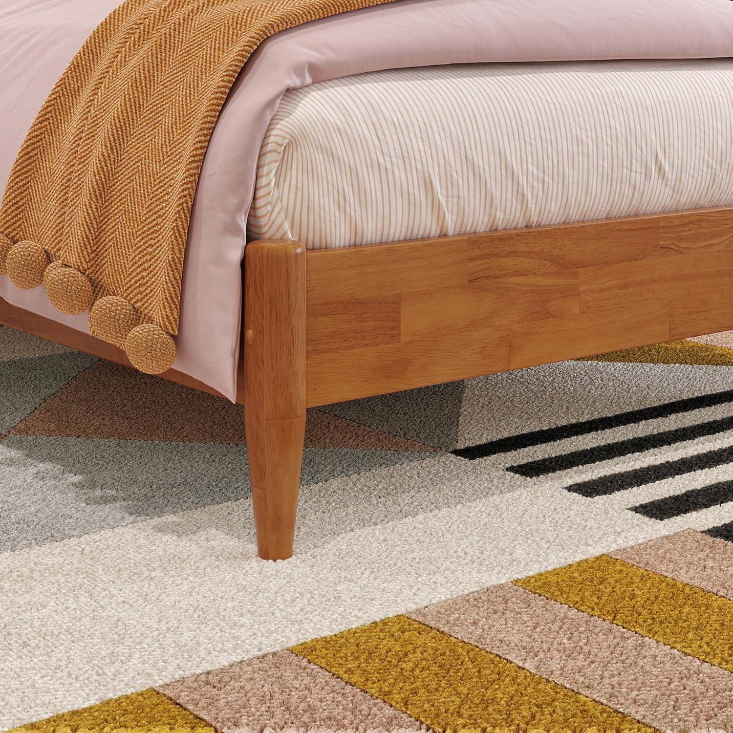 AFI Orleans Queen Solid Wood Low Profile Sleigh Platform Bed, Light Toffee