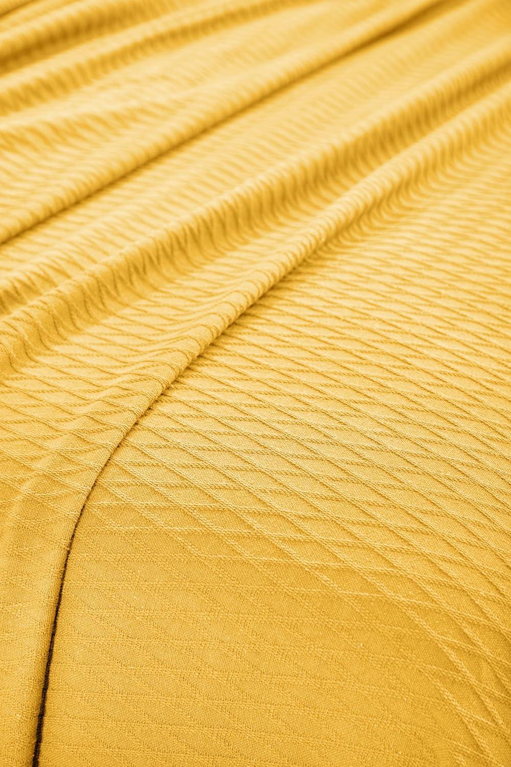 Superior Diamond Weave All-Season Cotton Blanket, Throw (Non-Standard), Yellow