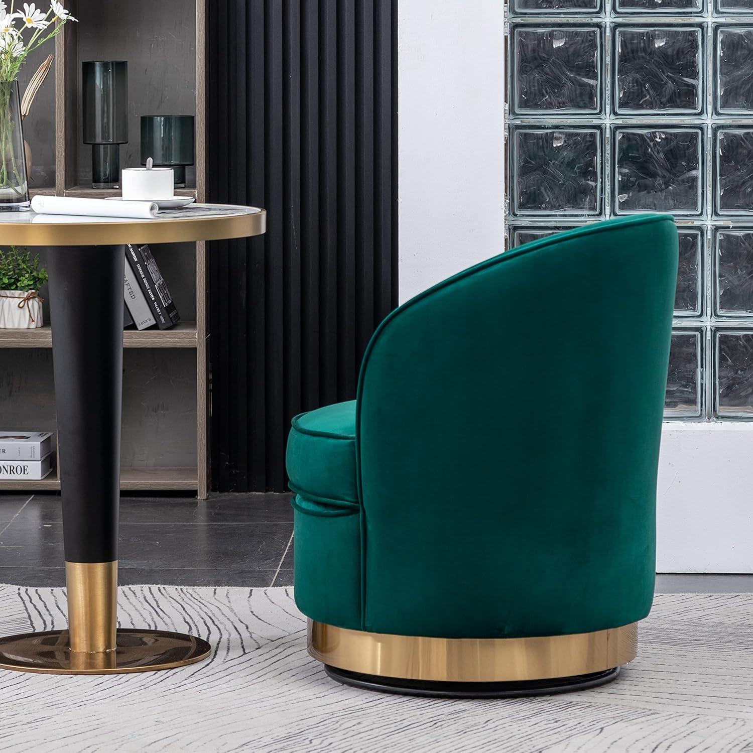 DeeHome Wania Contemporary Velvet Swivel Chair, Green
