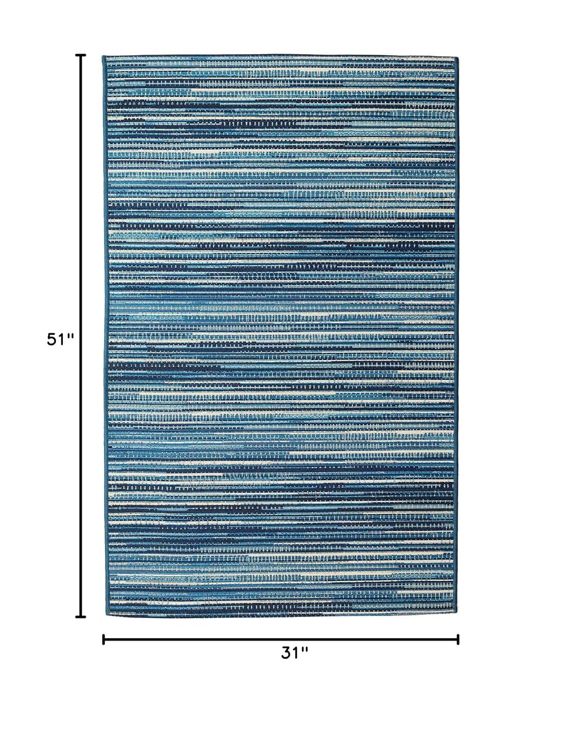 Liora Manne Marina Stripes Indoor/Outdoor Rug China Blue 2'7" x 4'3"