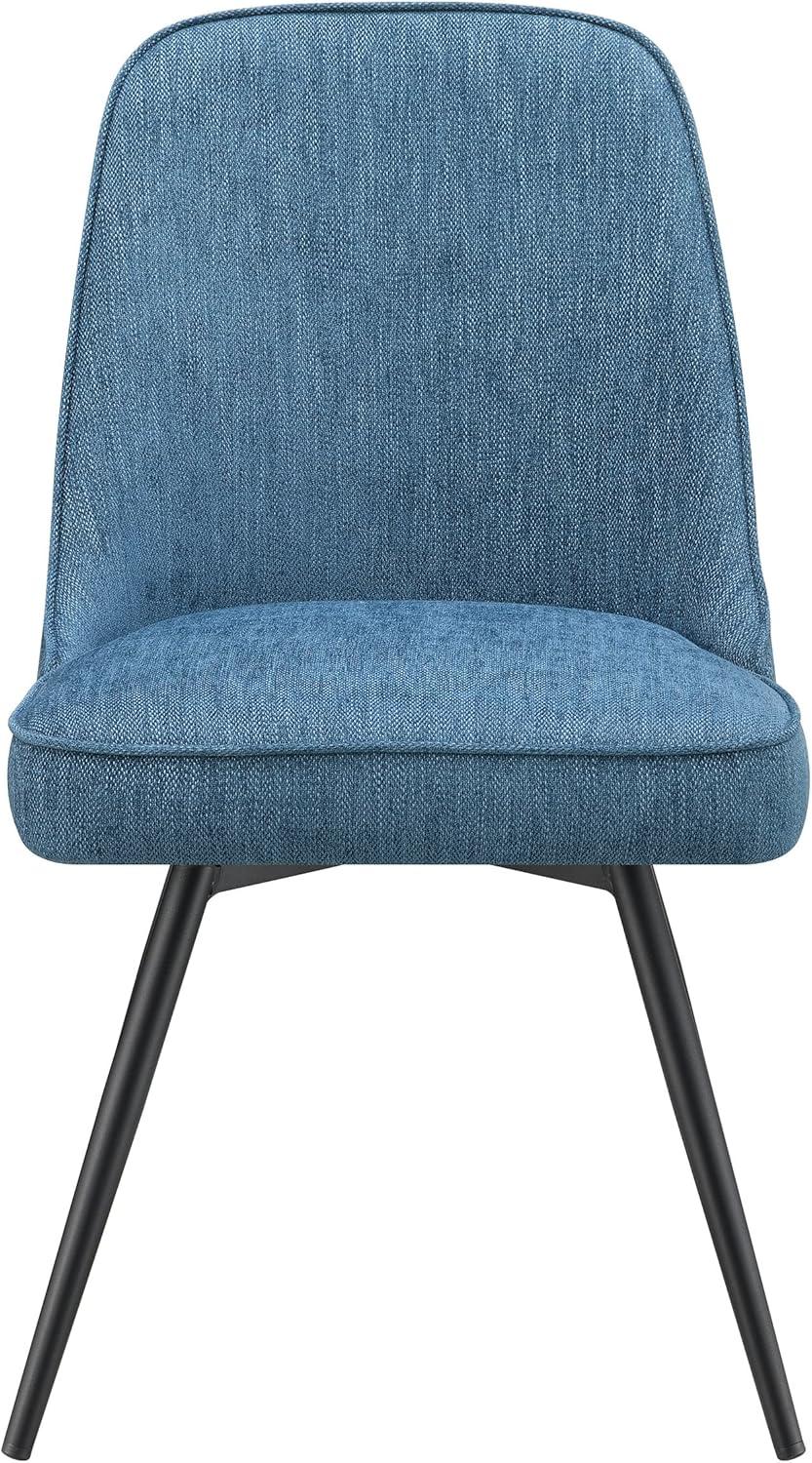 Martel Swivel Chair in Charcoal Herringbone Fabric with Black Legs