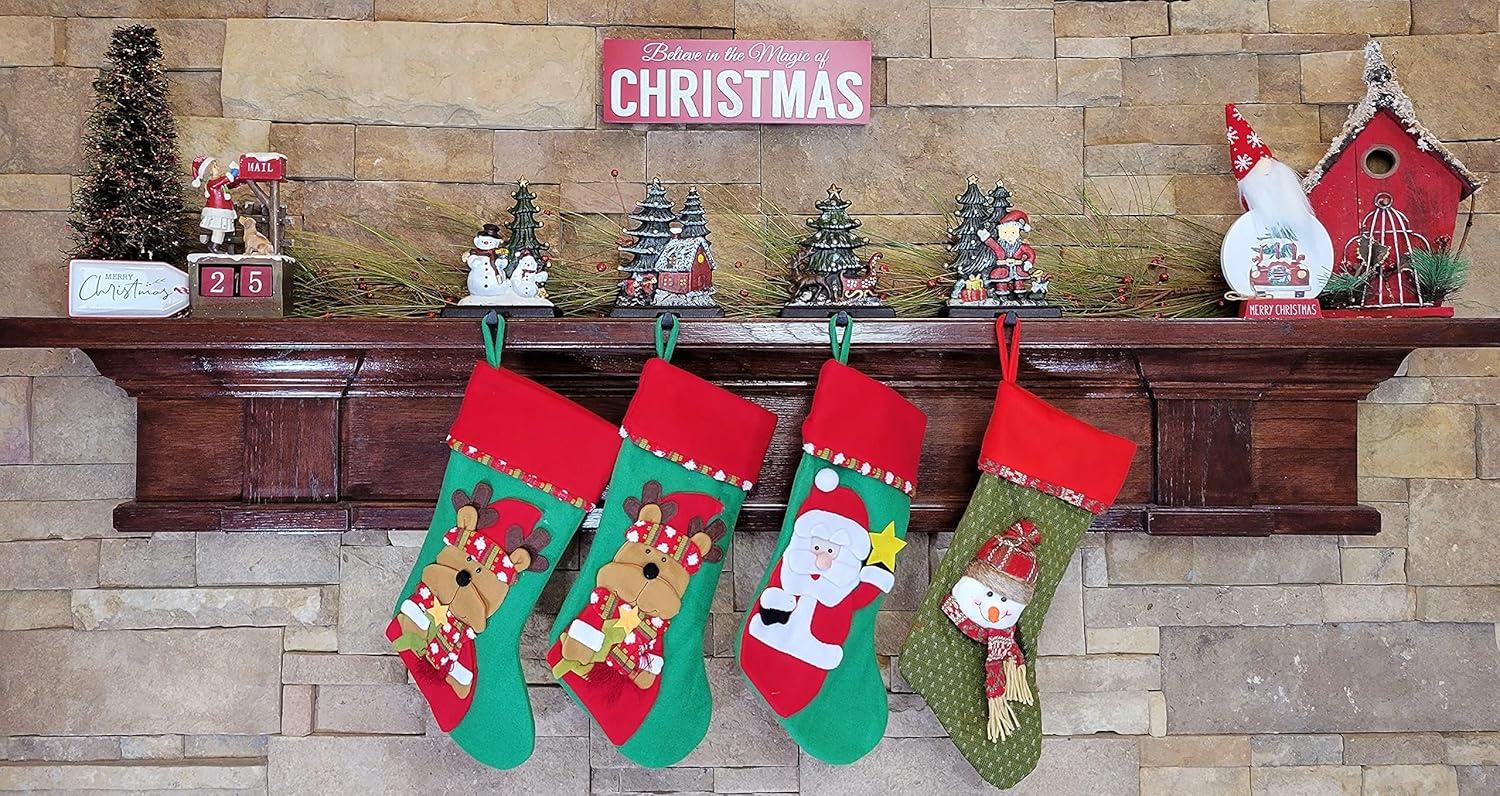 Hand-Painted Cast Iron Christmas Stocking Holders Set of 4