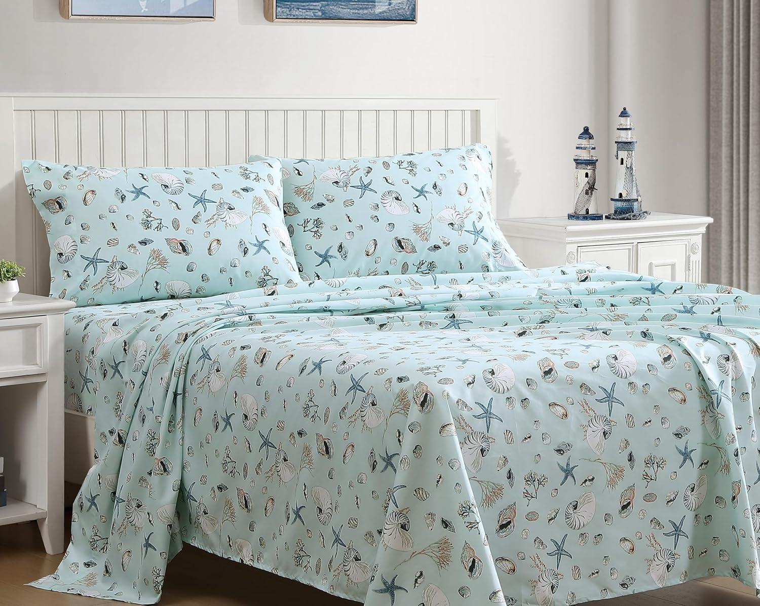 Beatrice Home Fashions Coastal Print Sheet Set