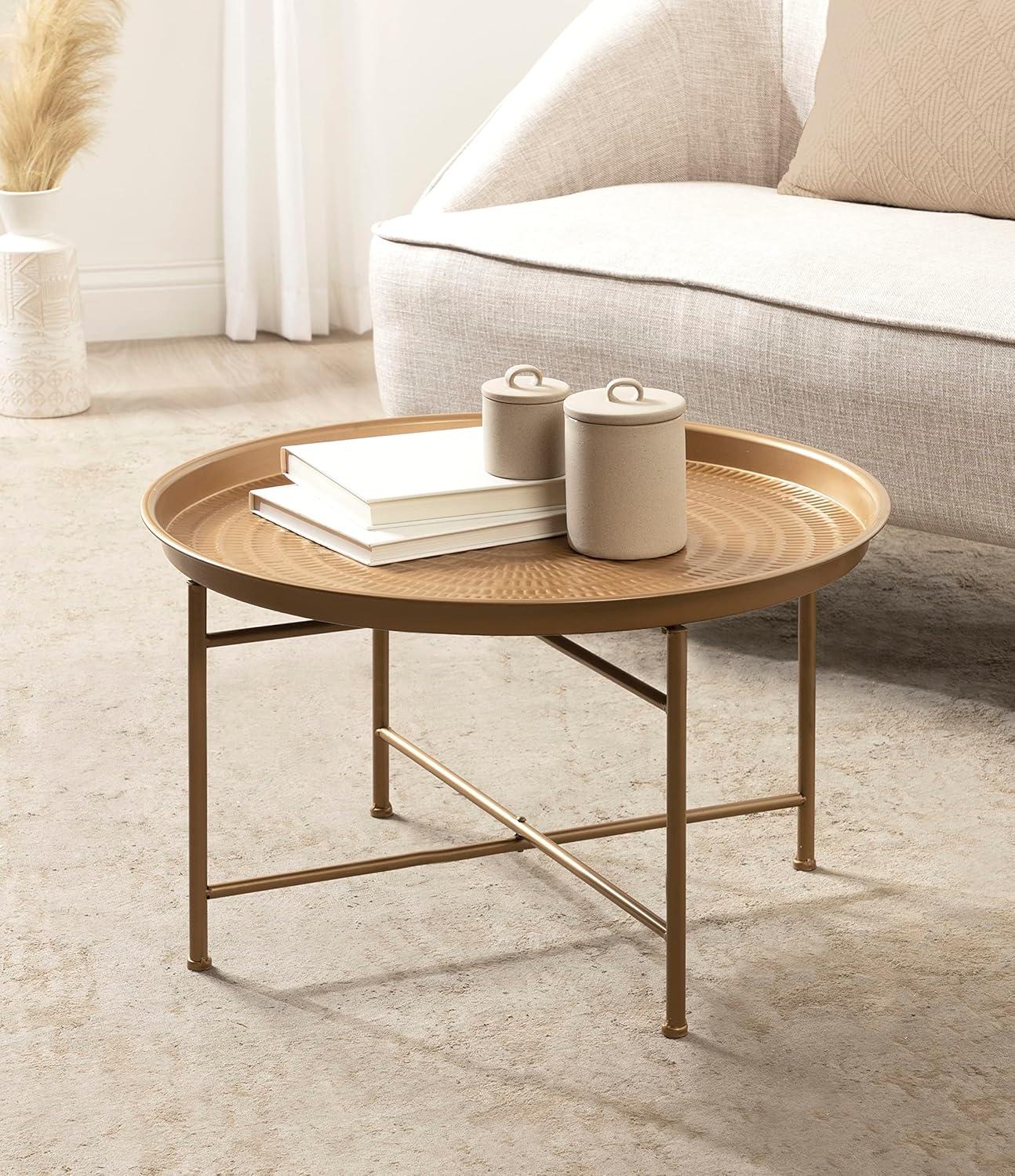 Kate and Laurel Mahdavi Round Metal Coffee Table