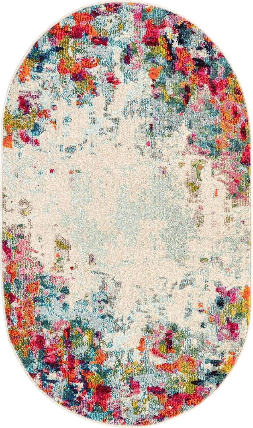 Unique Loom Chromatic Collection Area Rug - Joyous (3' 3" x 5' 3" Oval Multi/Blue)