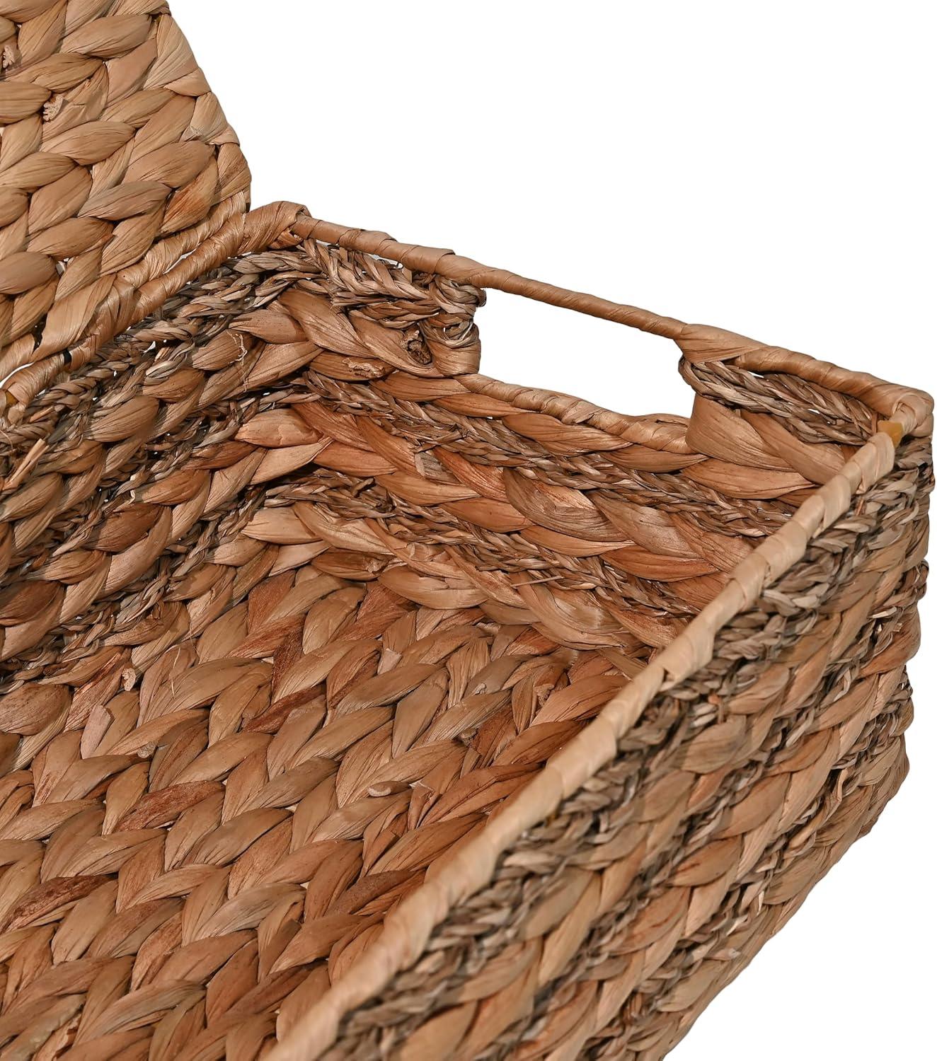 happimess Sandrine Classic Farmhouse Handwoven Hyacinth Storage Baskets with Handles and Lids, Natural (Set of 3)