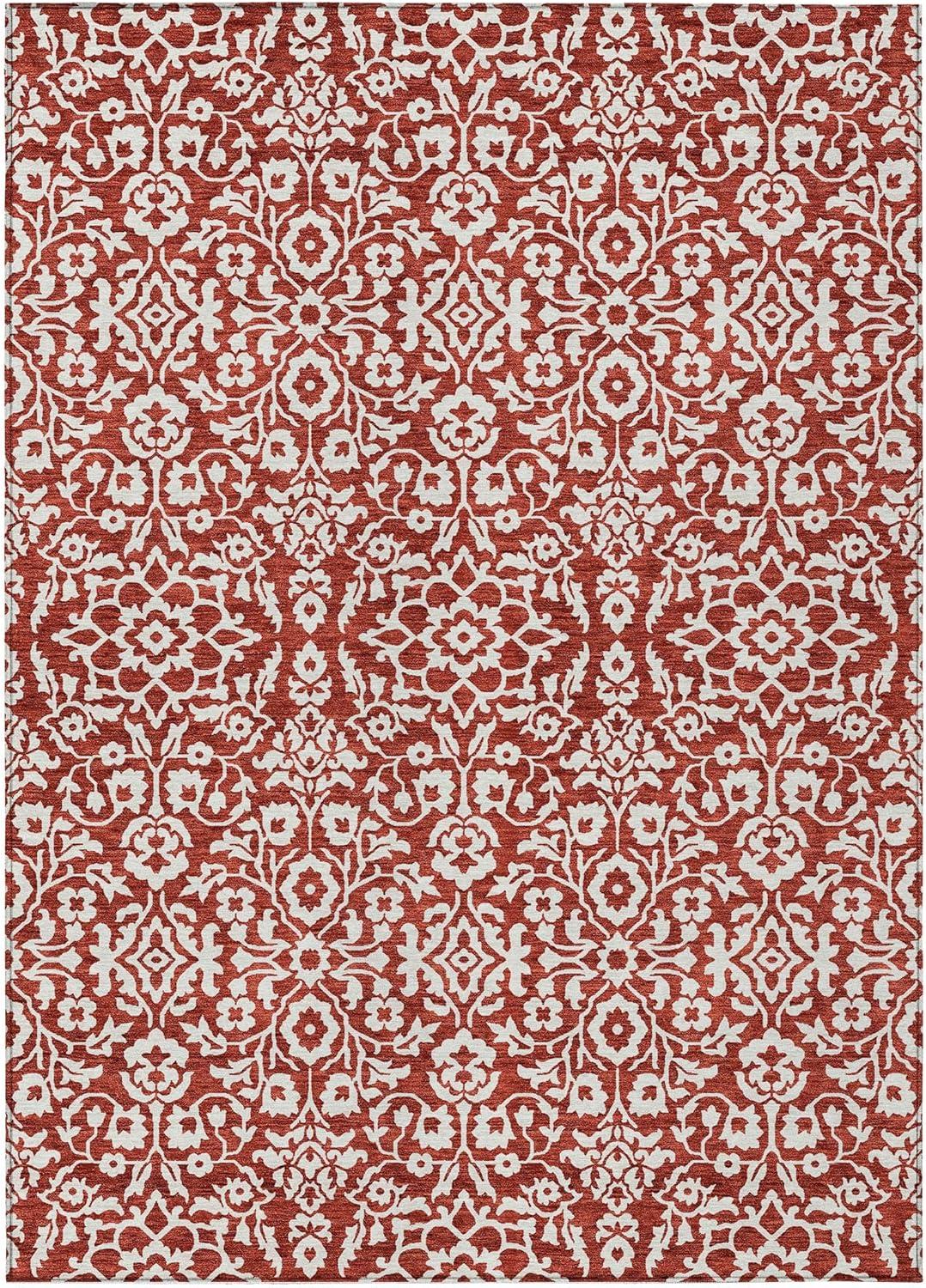 Red and White Synthetic Flat Woven Rectangular Rug 2'6" x 3'10"