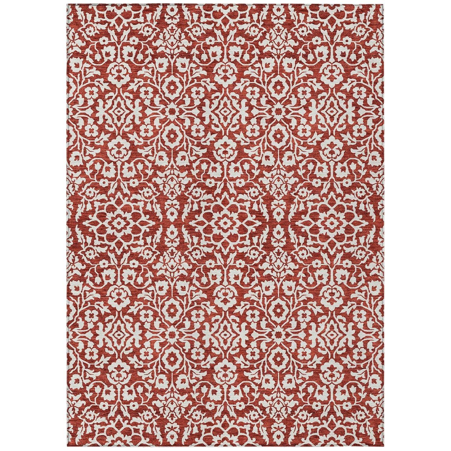 Red and White Synthetic Flat Woven Rectangular Rug 2'6" x 3'10"
