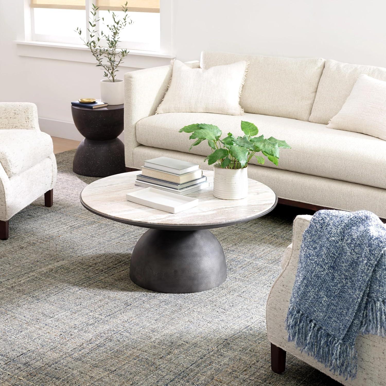 Harris Blue/Brown Hand Micro Hooked Wool Rug