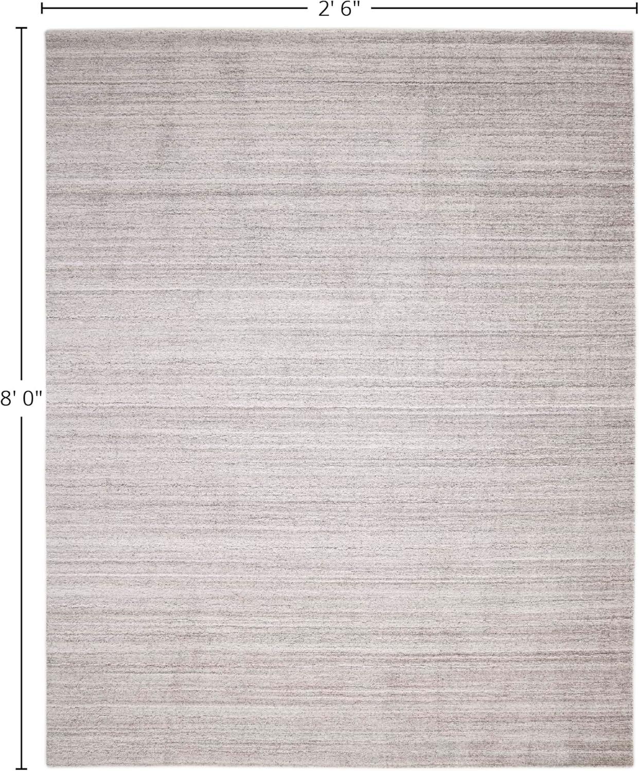 Halsey Hand-Knotted Silver Linen and Wool 2'6" x 8' Runner Rug