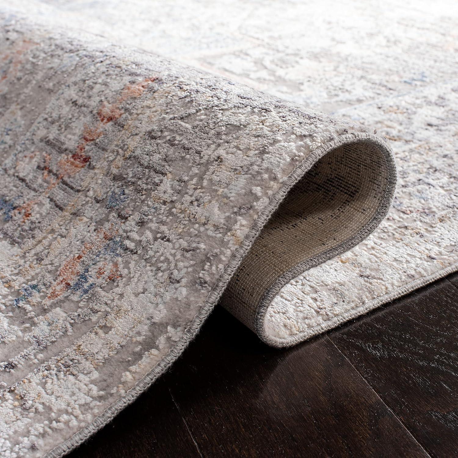 Gray and Multi Hand-Knotted Wool Viscose Area Rug