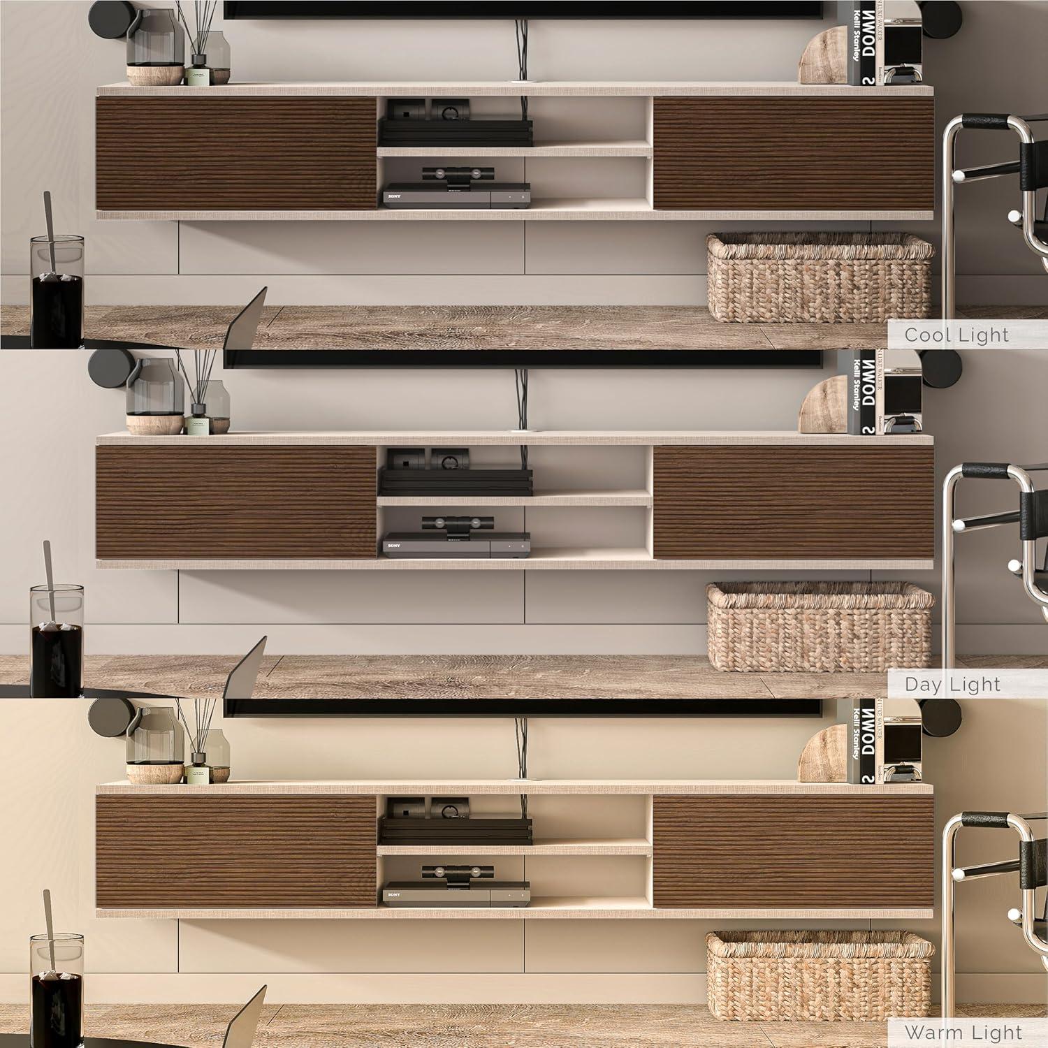 Atelier Mobili Floating TV Stand 70 Inch, Wall Mounted Entertainment Center, Modern TV Stand for Living Room, Walnut TV Stand for 65 Inch TV, Floating Entertainment Center