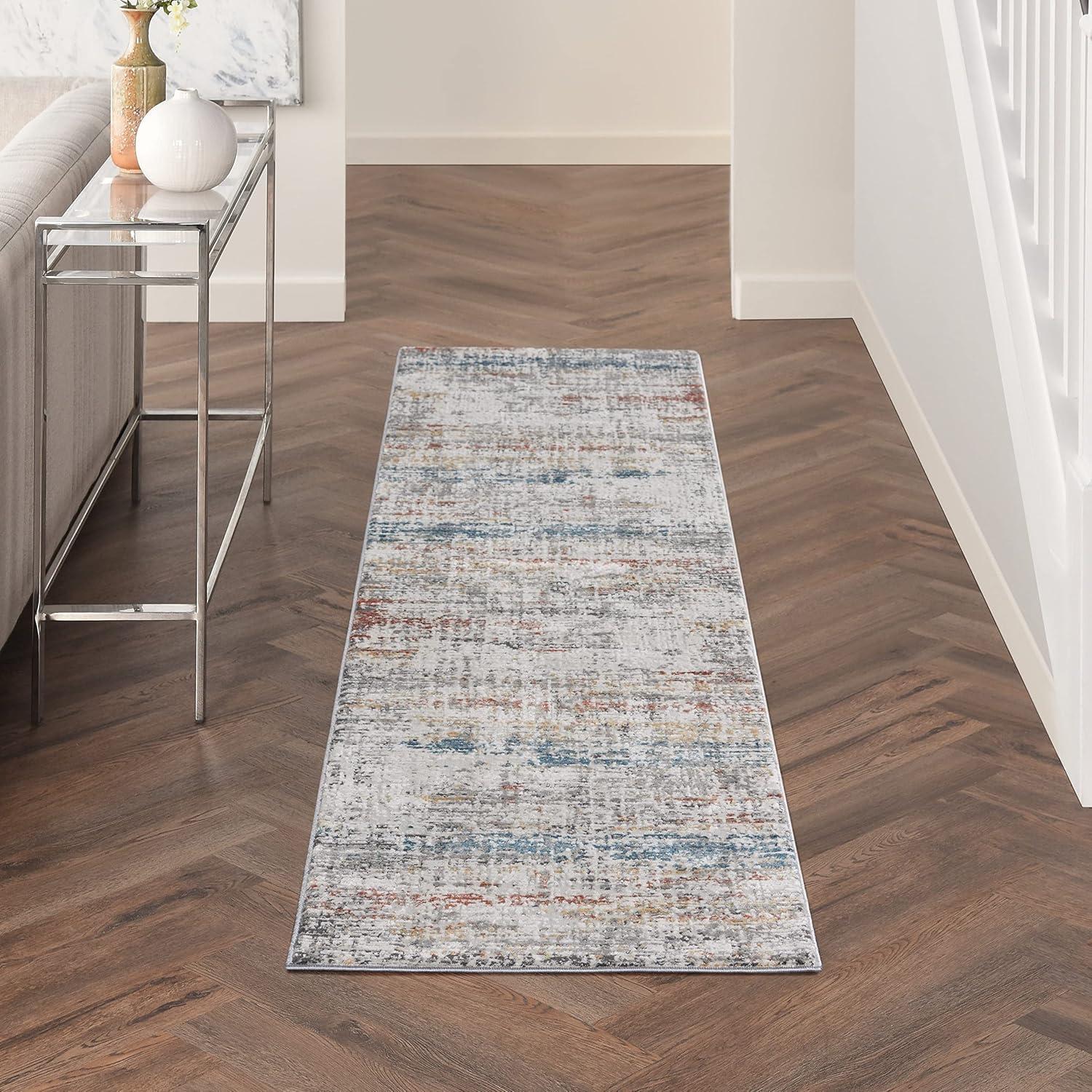 Rustic Textures Modern Abstract Gray 4' x 6' Synthetic Area Rug