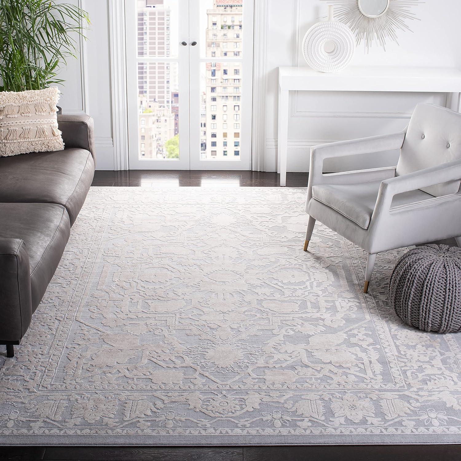 SAFAVIEH Reflection Christy Traditional Area Rug, Light Grey/Cream, 11' x 15'