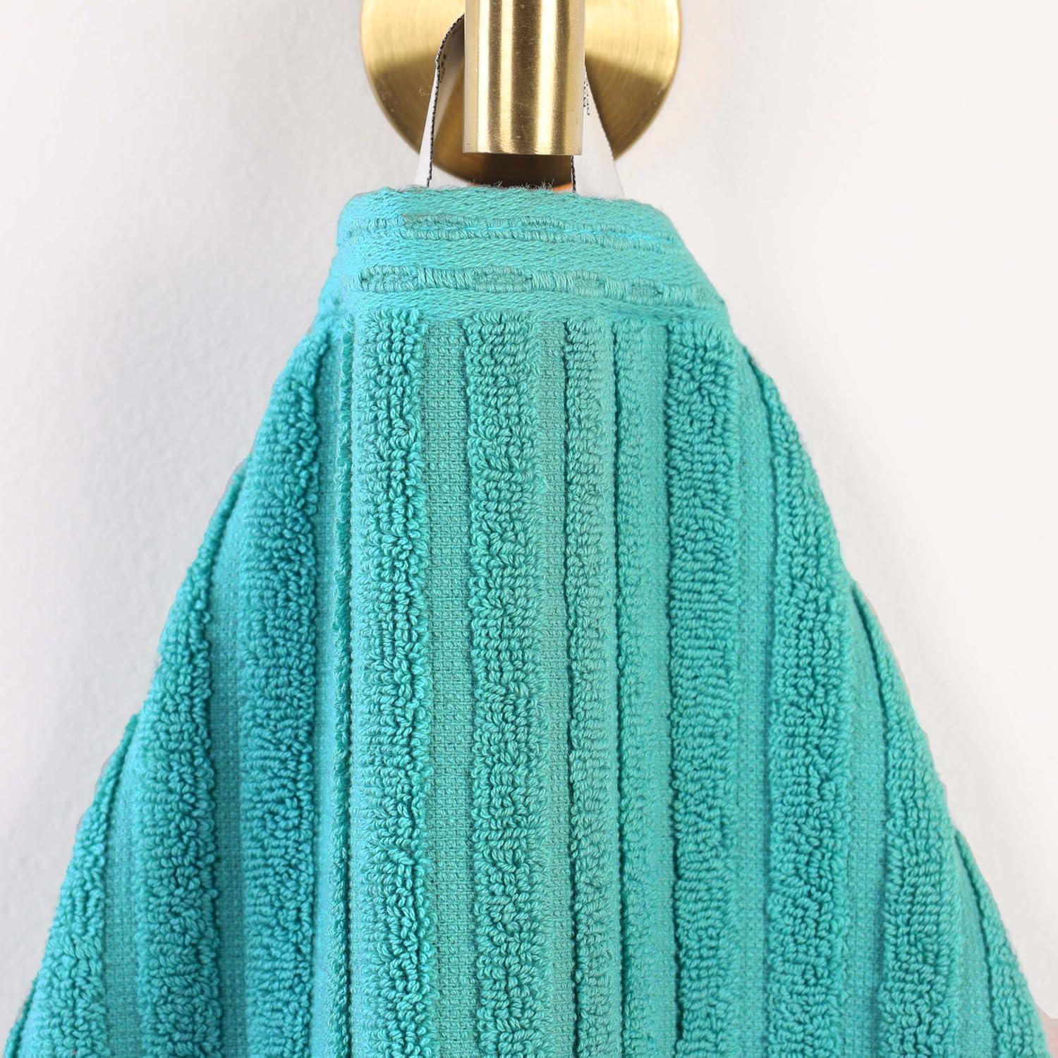 Superior Soho Ribbed Cotton Absorbent Bath Towel Set of 4, Turquoise