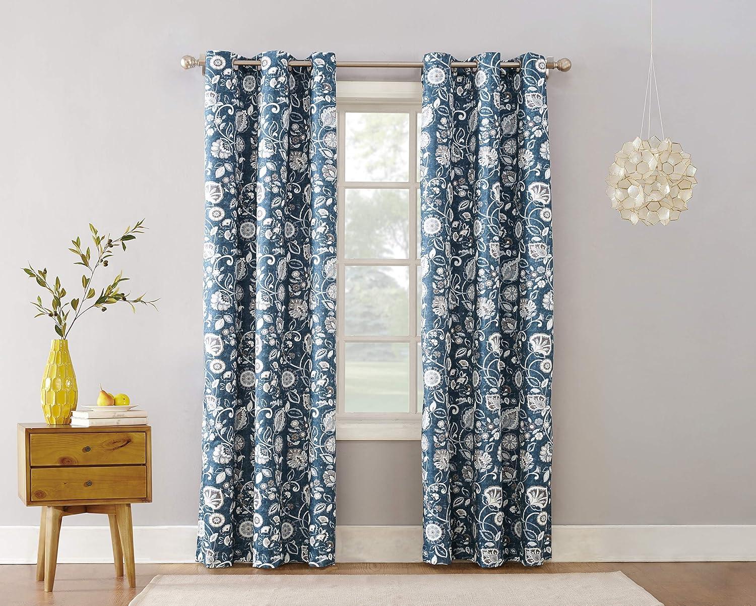 Curson Botanical Print Thermal Insulated Room Darkening Grommet Curtain Panel