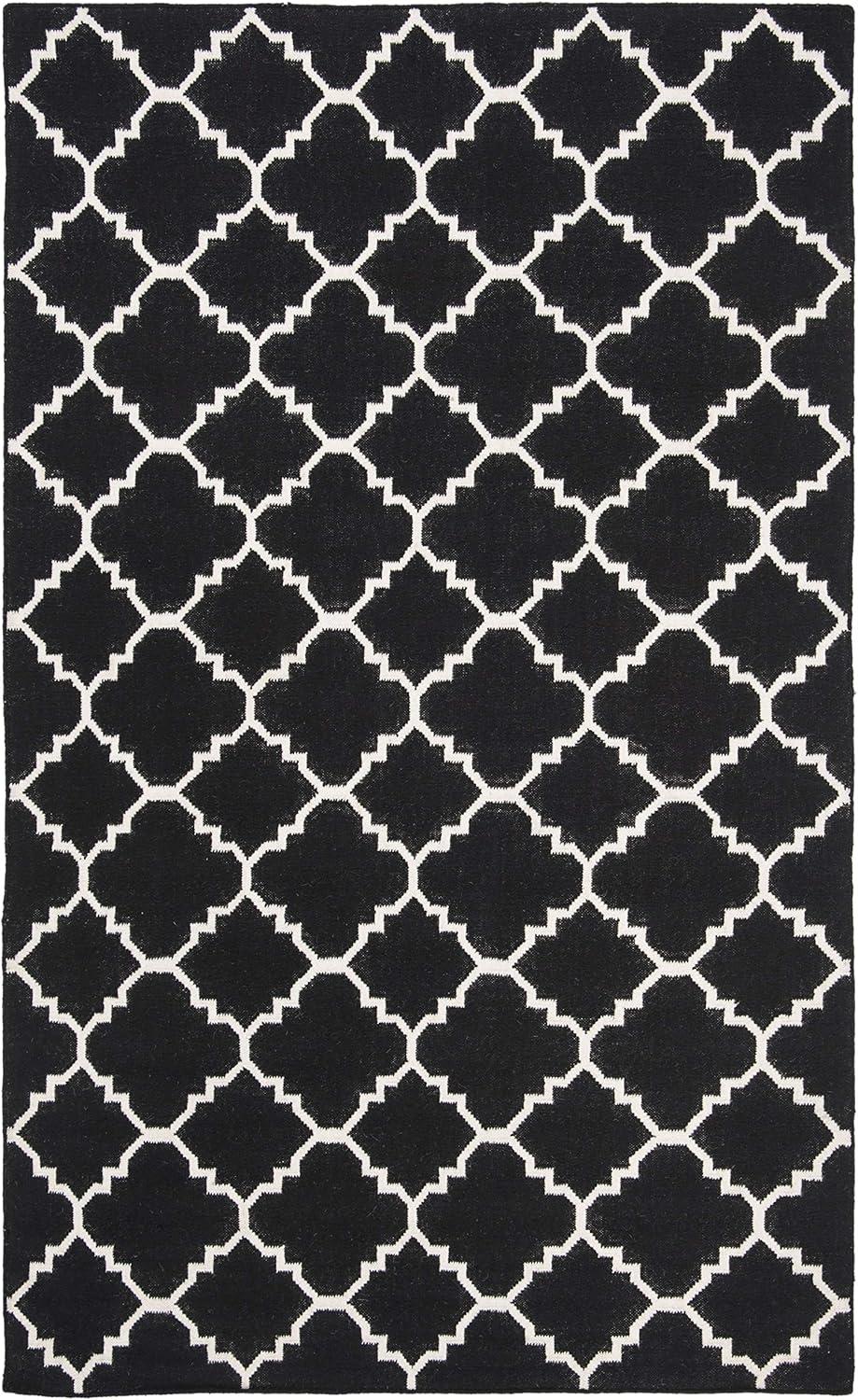 SAFAVIEH Alfombra de Área de Lana de Marruecos Geométrica Brad Negro / Marfil, 3' x 5'