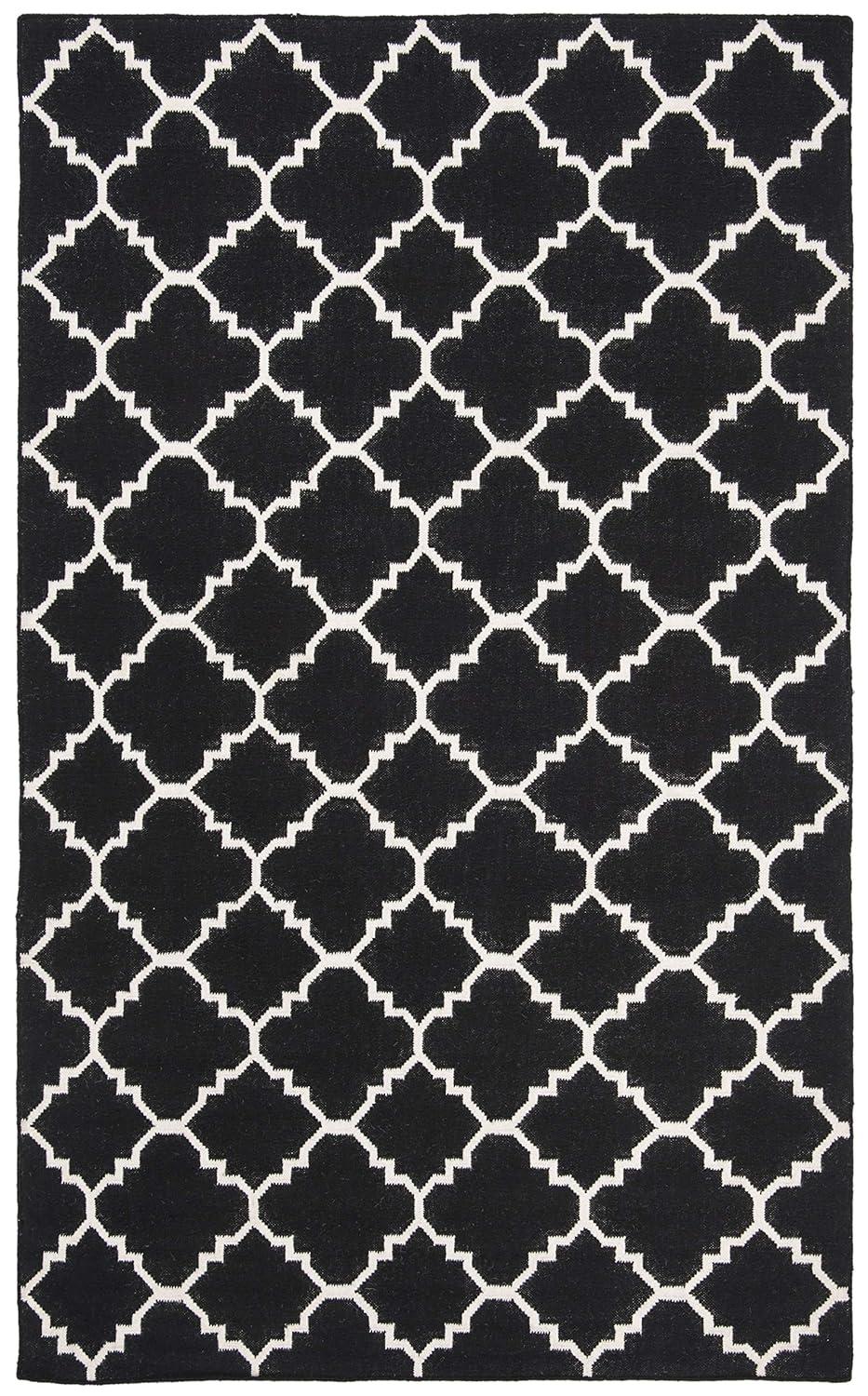 SAFAVIEH Alfombra de Área de Lana de Marruecos Geométrica Brad Negro / Marfil, 3' x 5'