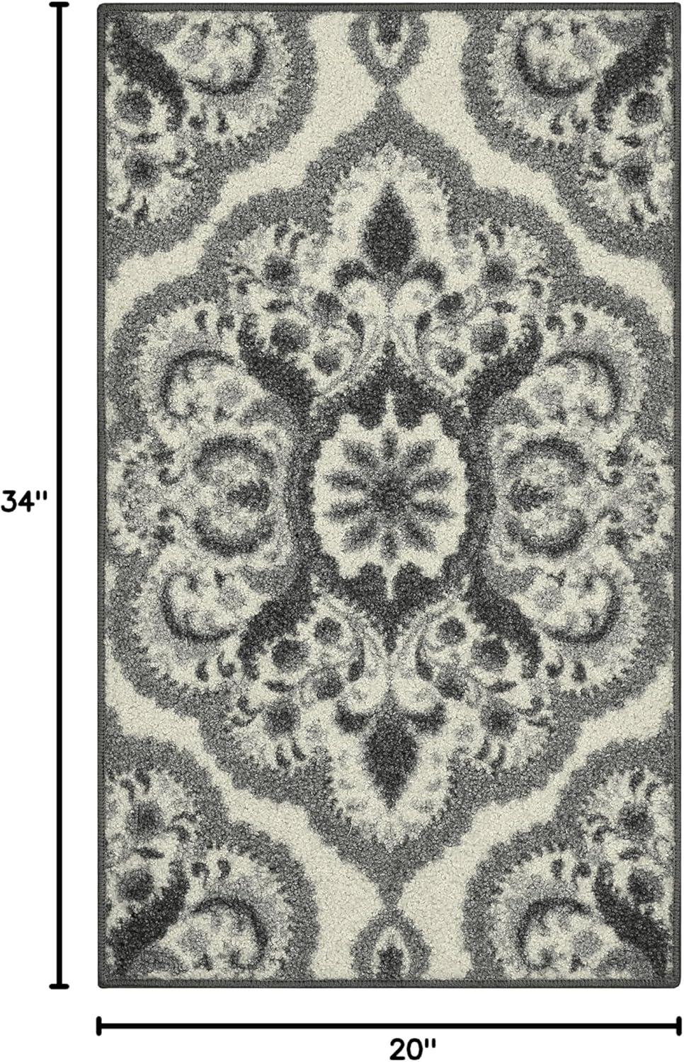 Maples Rugs Vivian Traditional Washable Entryway Accent Rug for Indoor, 1'8" x 2'10", Gray