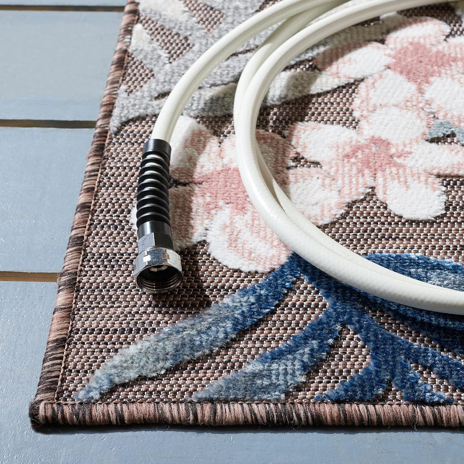 Cabana CBN458 Power Loomed UV Resistant Indoor/Outdoor Area Rug - Brown/Blue - 9'x12' - Safavieh