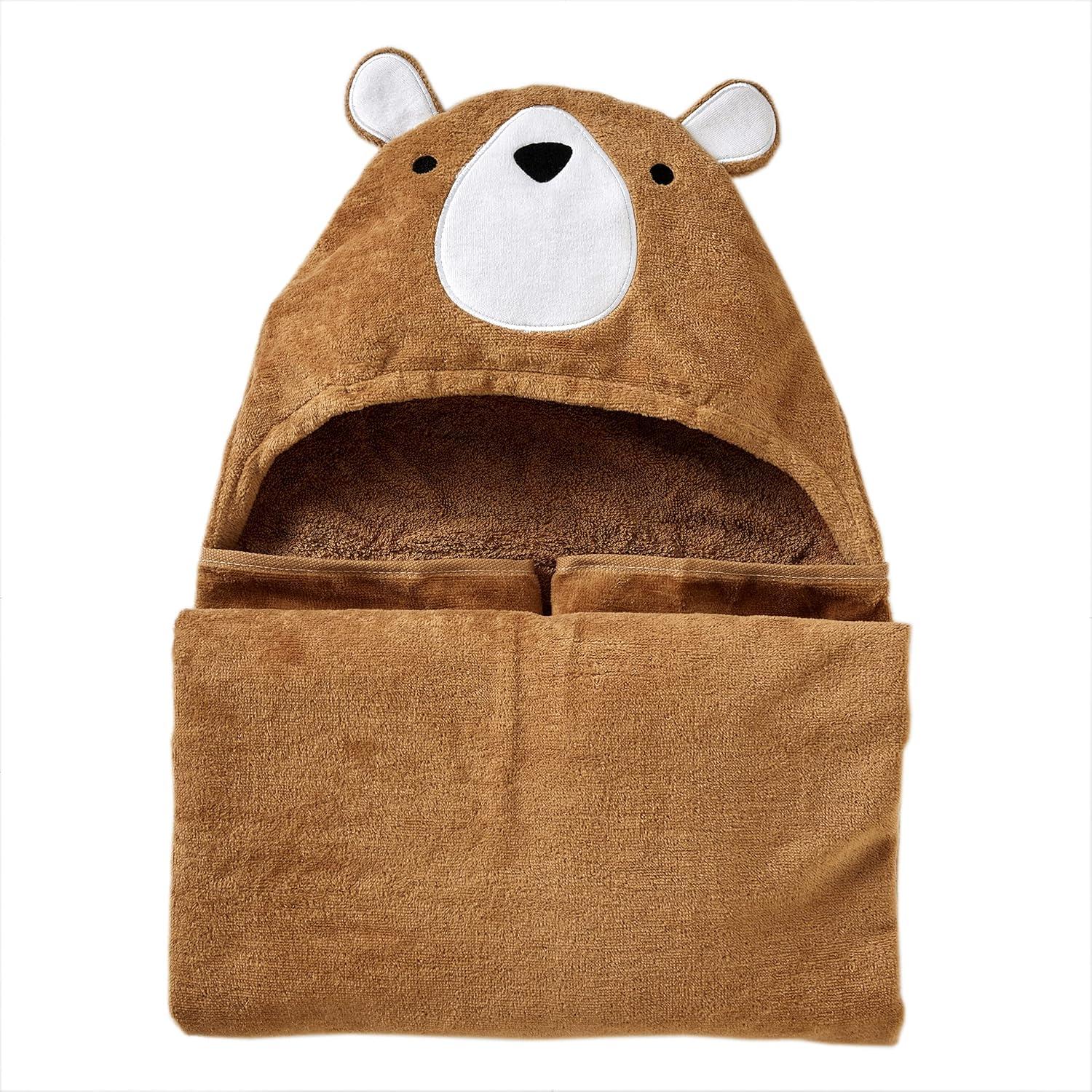 Sketched Woodland Kids' Hooded Towel - SKL Home: Cotton Bath Towel, Forest Animals, Midweight, Machine Washable, 51"x23"