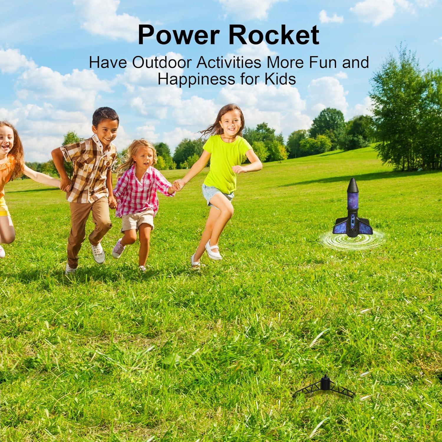 JEEXI Original Rocket Launcher for Kids - Outdoor Toys Electric Flying Motorized Rocket with Parachute Safely Land, STEM Spaceship Launch up to 200 ft Birthday Gifts for Boys