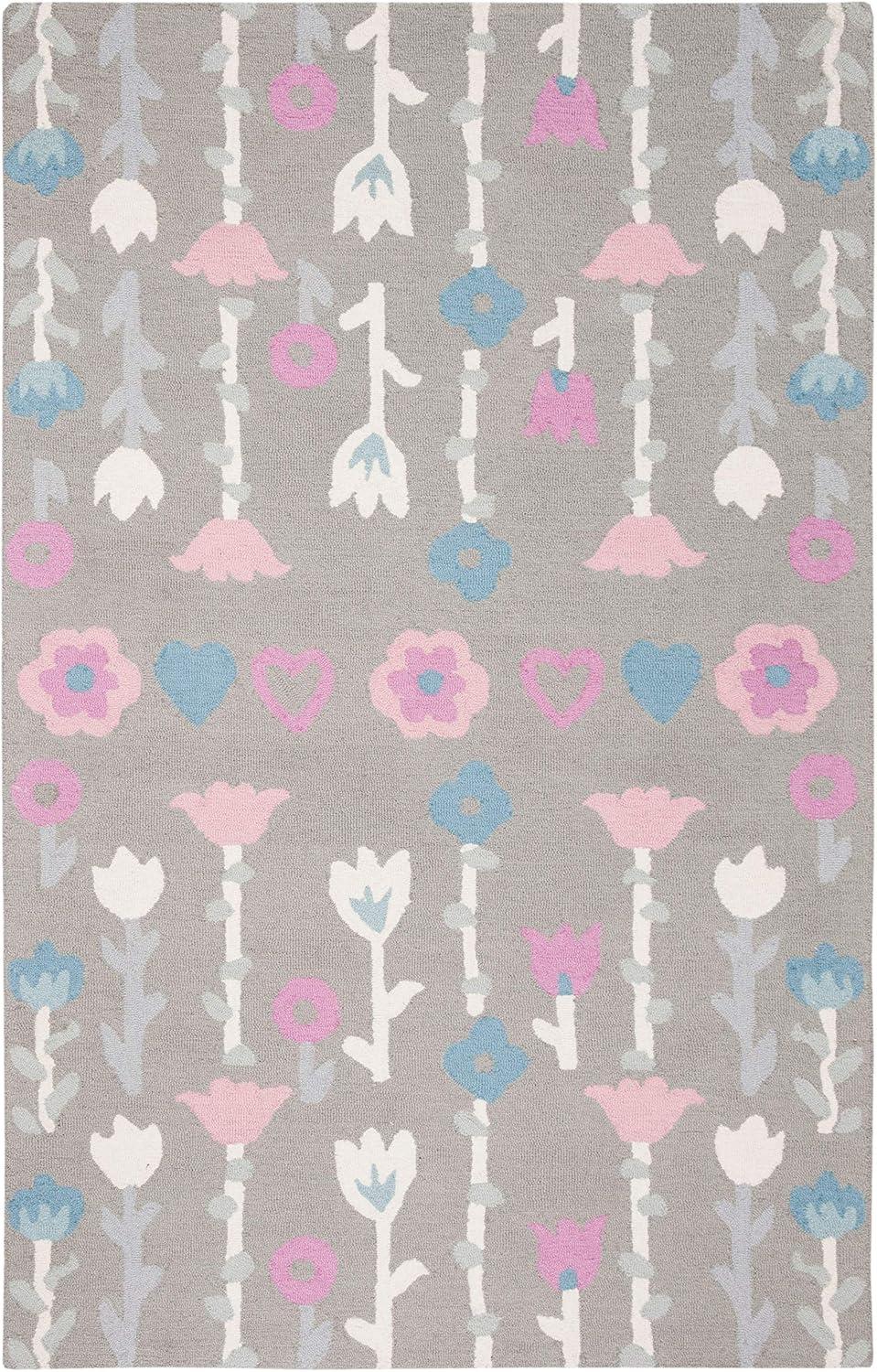 Safavieh Kids Floral SFK918 Hand Tufted Indoor Area Rug - Ivory/Pink - 5'x8' - Safavieh
