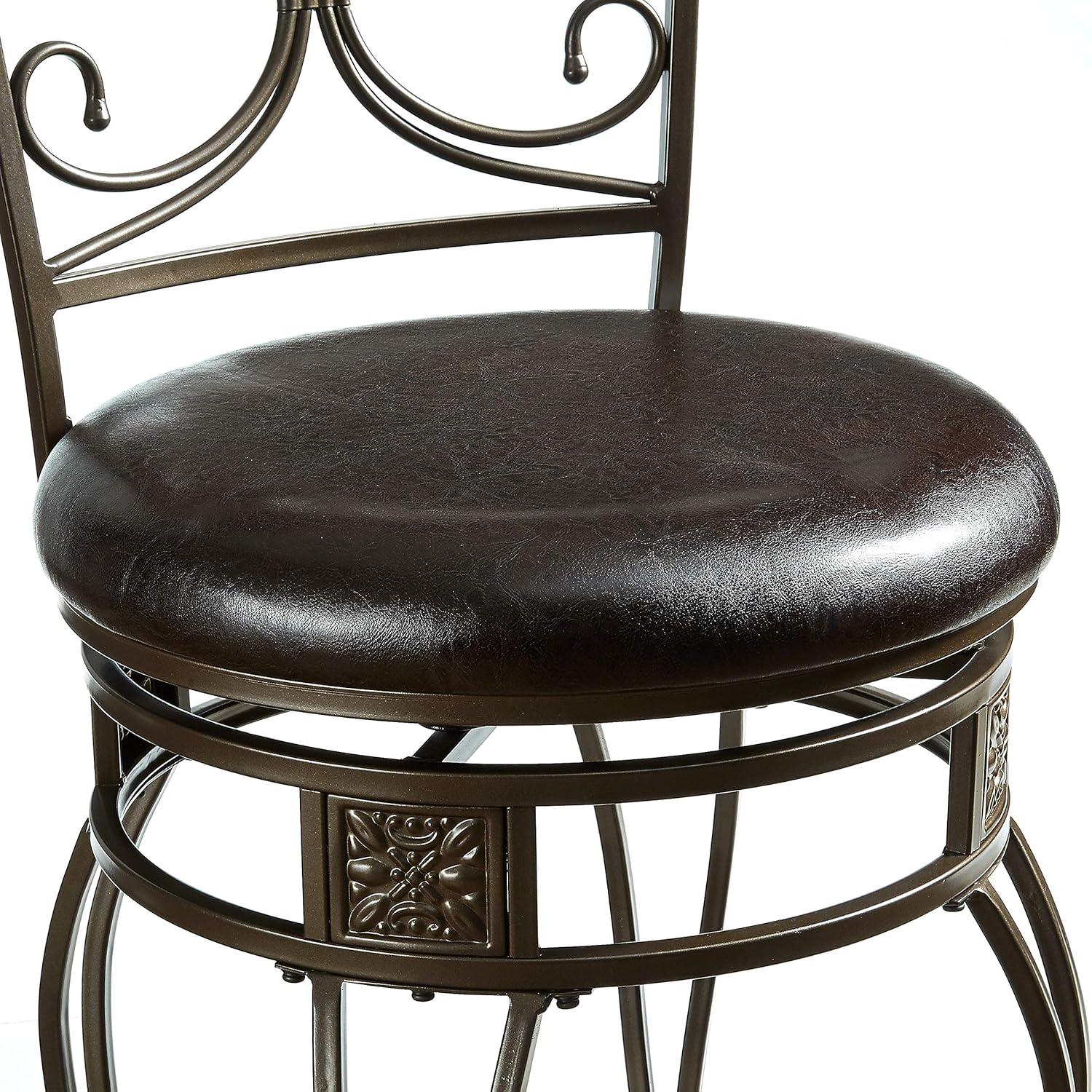 Bronze & Brown Faux Leather High-Back Swivel Counter Stool