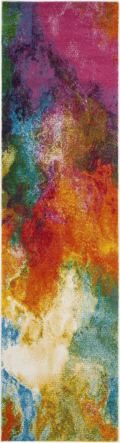Watercolor WTC619 Power Loomed Area Rug - Orange/Green - 6'7"x9' - Safavieh.
