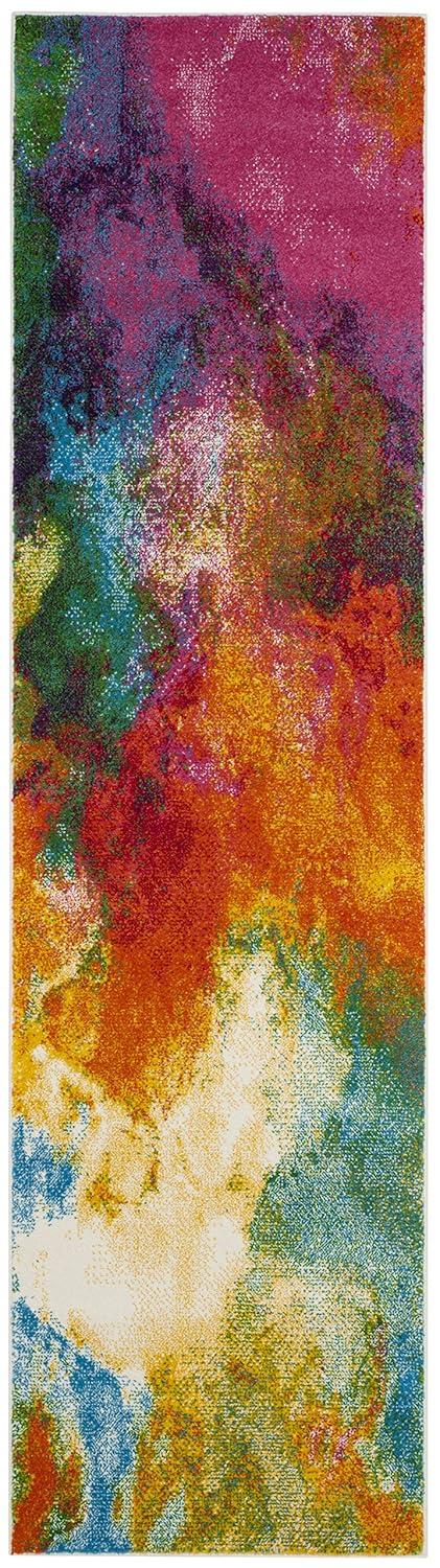 Watercolor WTC619 Power Loomed Area Rug - Orange/Green - 6'7"x9' - Safavieh.