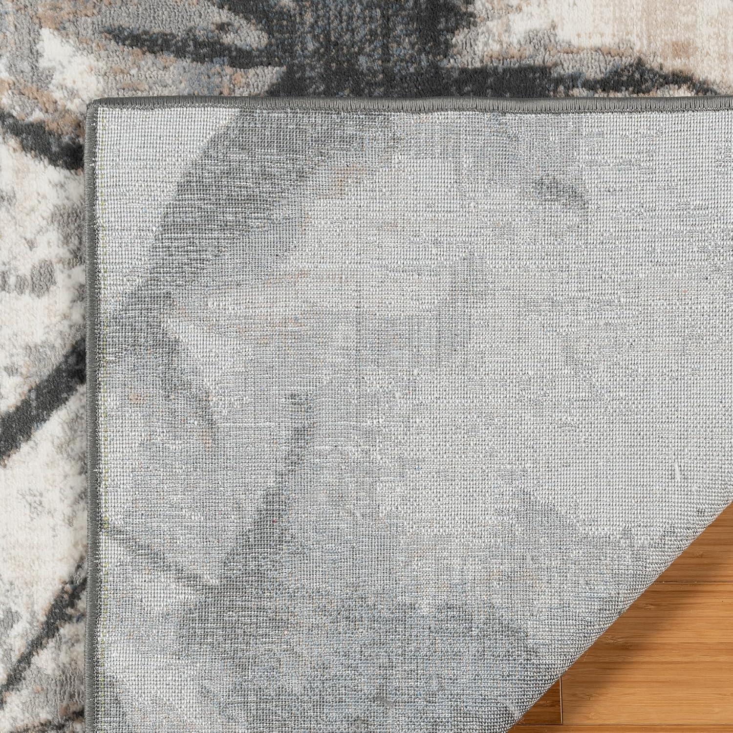 Gertmenian Gertmenian Quattro Scalia Gray/Ivory/Black Modern Abstract High-Low Area Rug