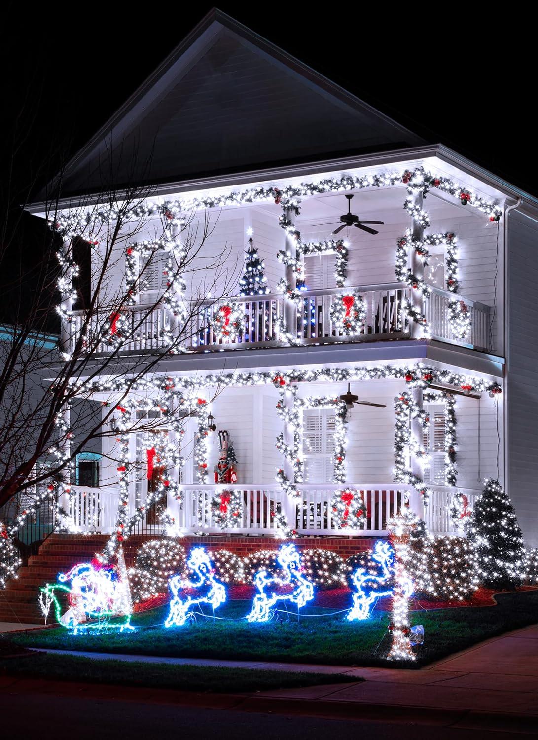 Minetom Solar String Lights Outdoor - 40FT 100 LED String Lights Solar Powered with 8 Lighting Modes, Waterproof Patio Lights, Outdoor Solar Lights for Outside Tree Garden Balcony Gazebo, Pure White