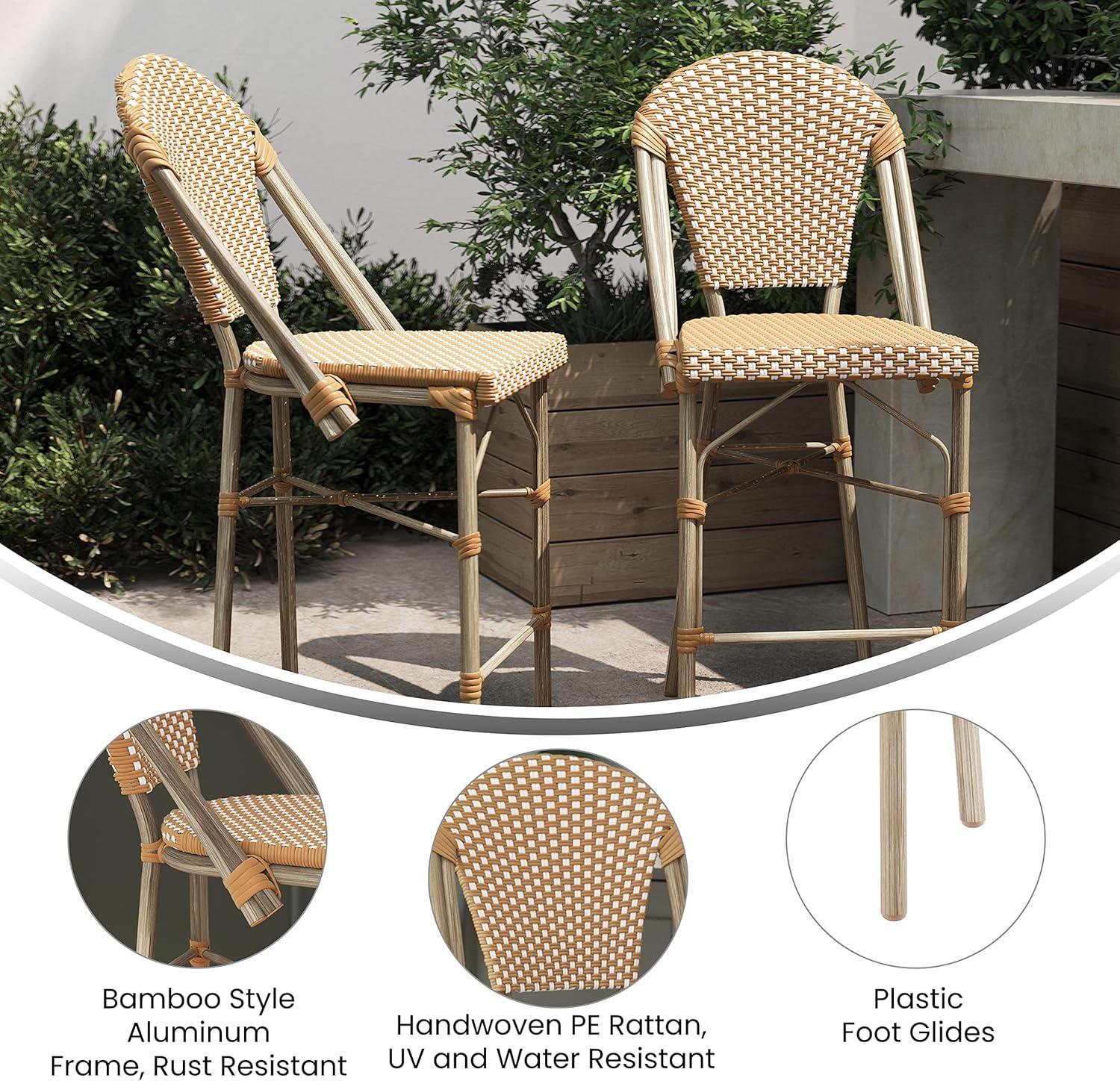 Flash Furniture Lourdes Set of 2 Commercial Grade Stackable Indoor/Outdoor Bistro 26" High Counter Height Stools