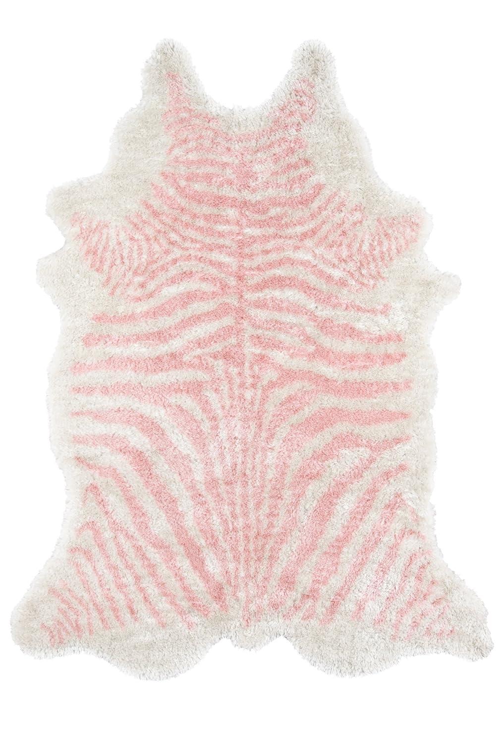 Kalahari Animal Print Handmade Tufted Pink/White Area Rug
