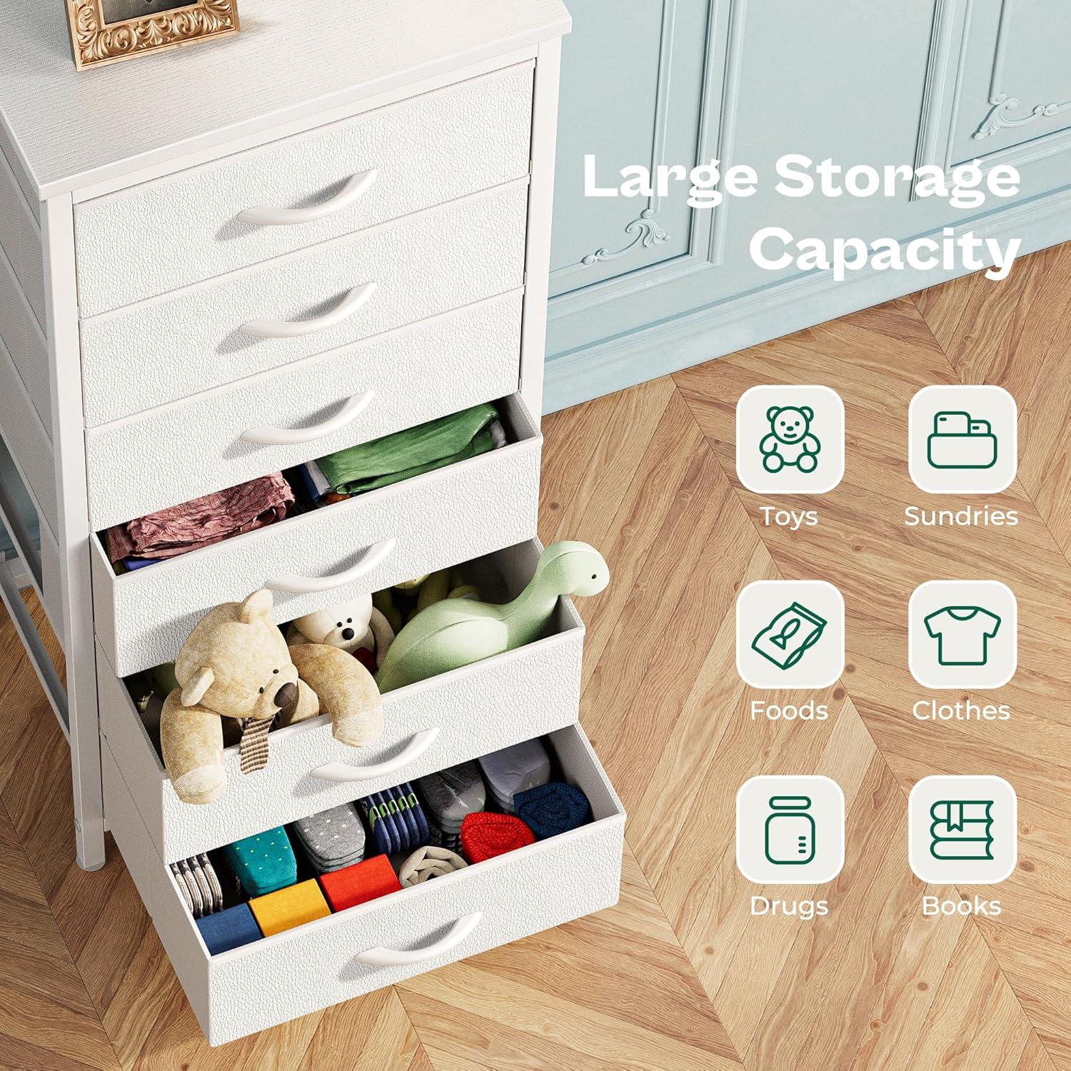 6 Drawer Dresser for Bedroom, Tall Dresser & Chests of Drawers, Fabric Dresser for Closet