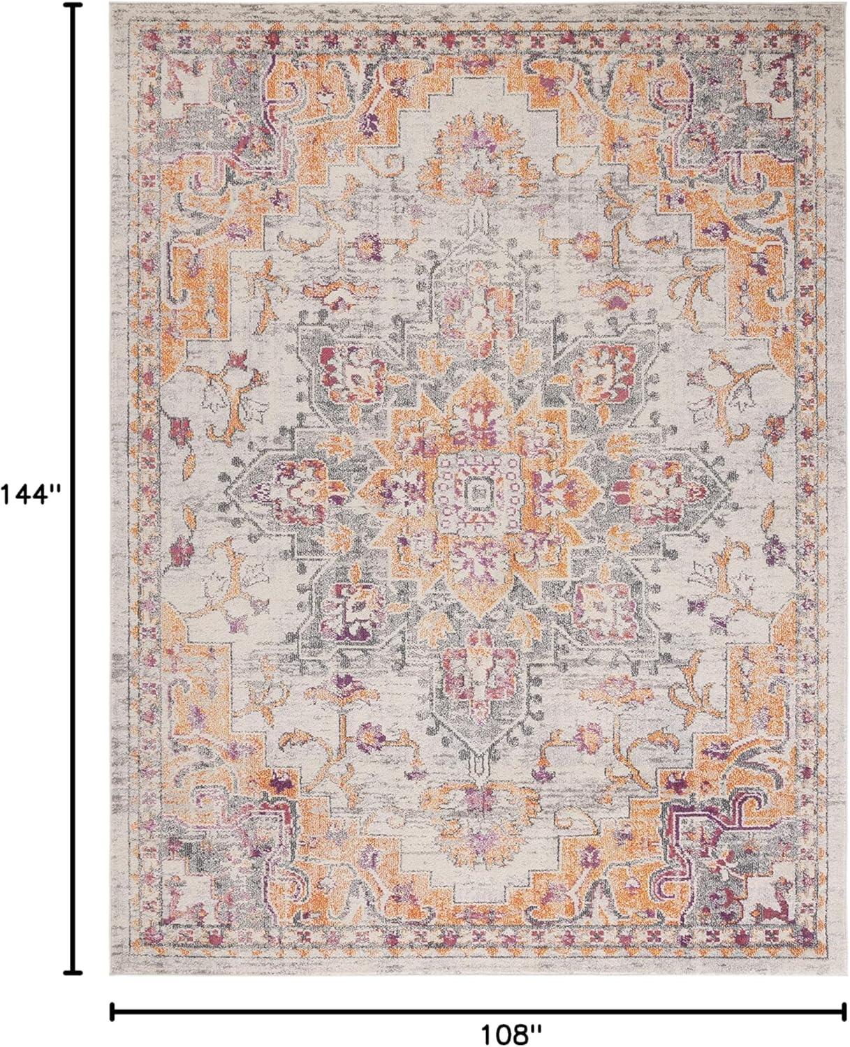 SAFAVIEH Madison Dalia Vintage Traditional Area Rug, Beige/Orange, 9' x 12'