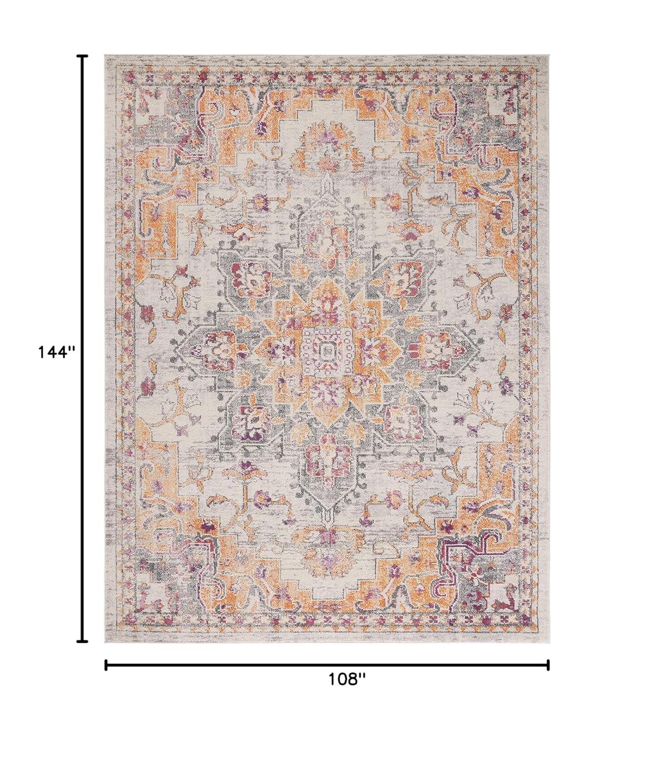 SAFAVIEH Madison Dalia Vintage Traditional Area Rug, Beige/Orange, 9' x 12'