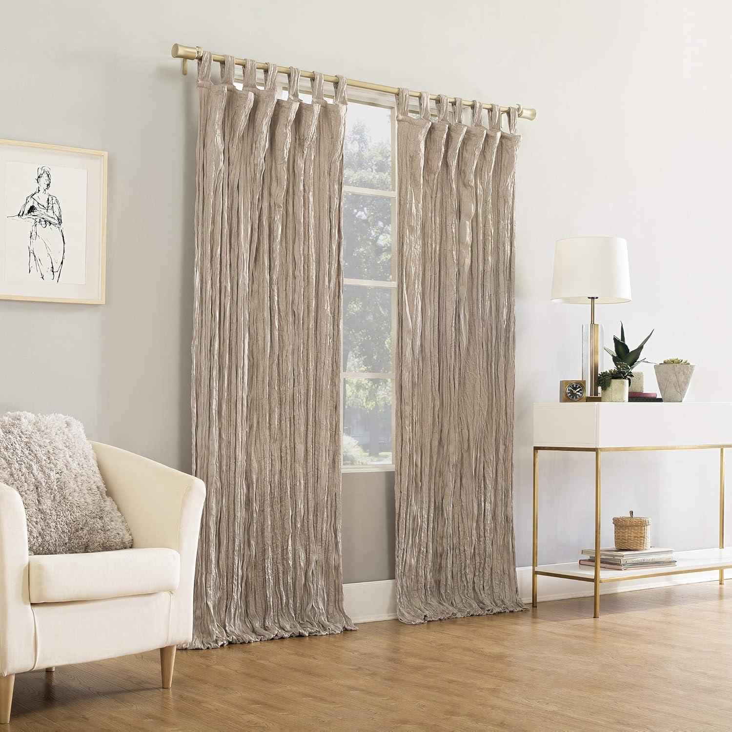 Odelia Distressed Velvet Tab Top Light Filtering Curtain Panel - No. 918