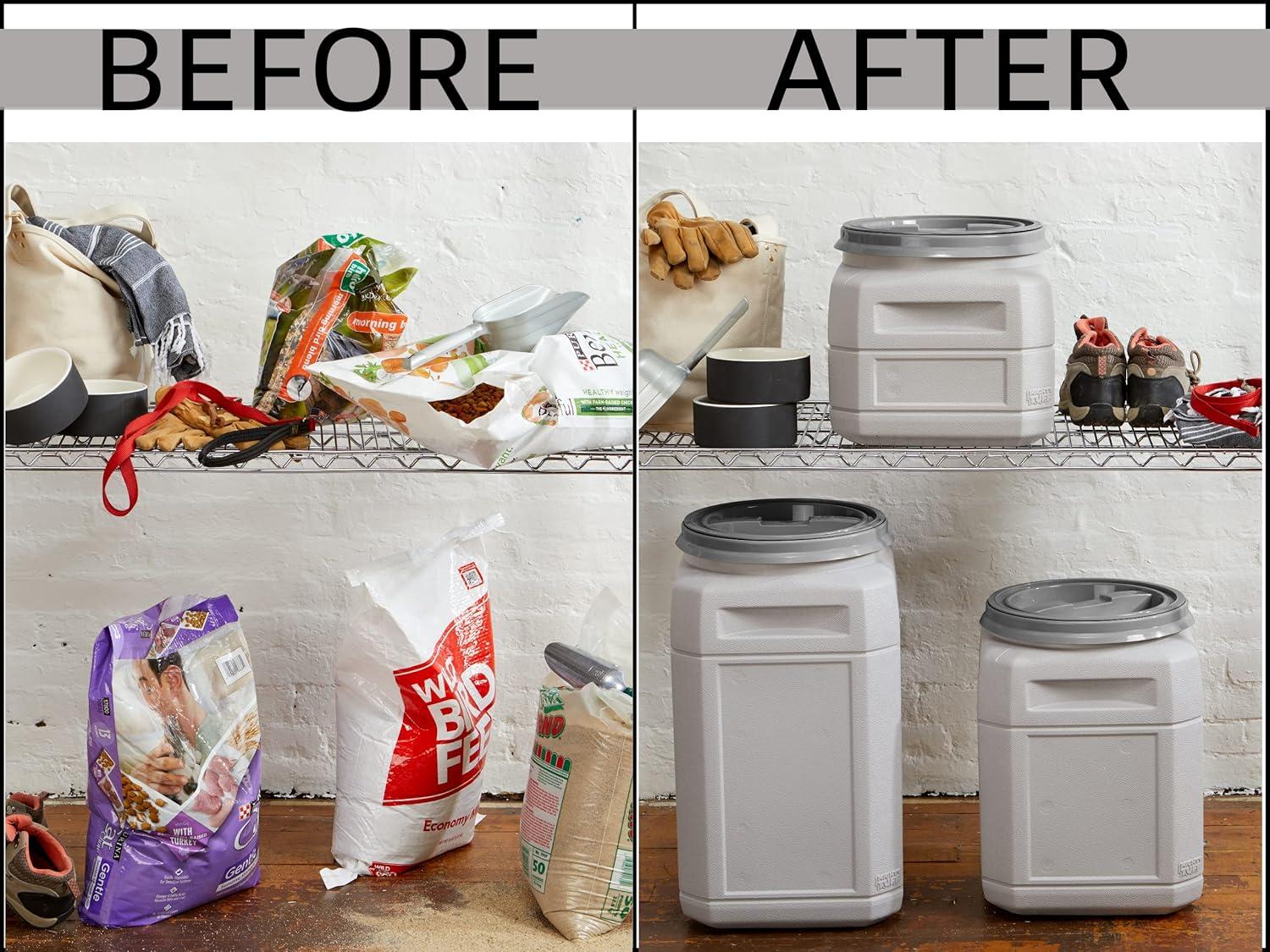 Mighty Tuff 13 Gal, up to 54 Lbs. Pet Food Storage Container with Airtight Twist Lid and Built-In Handles